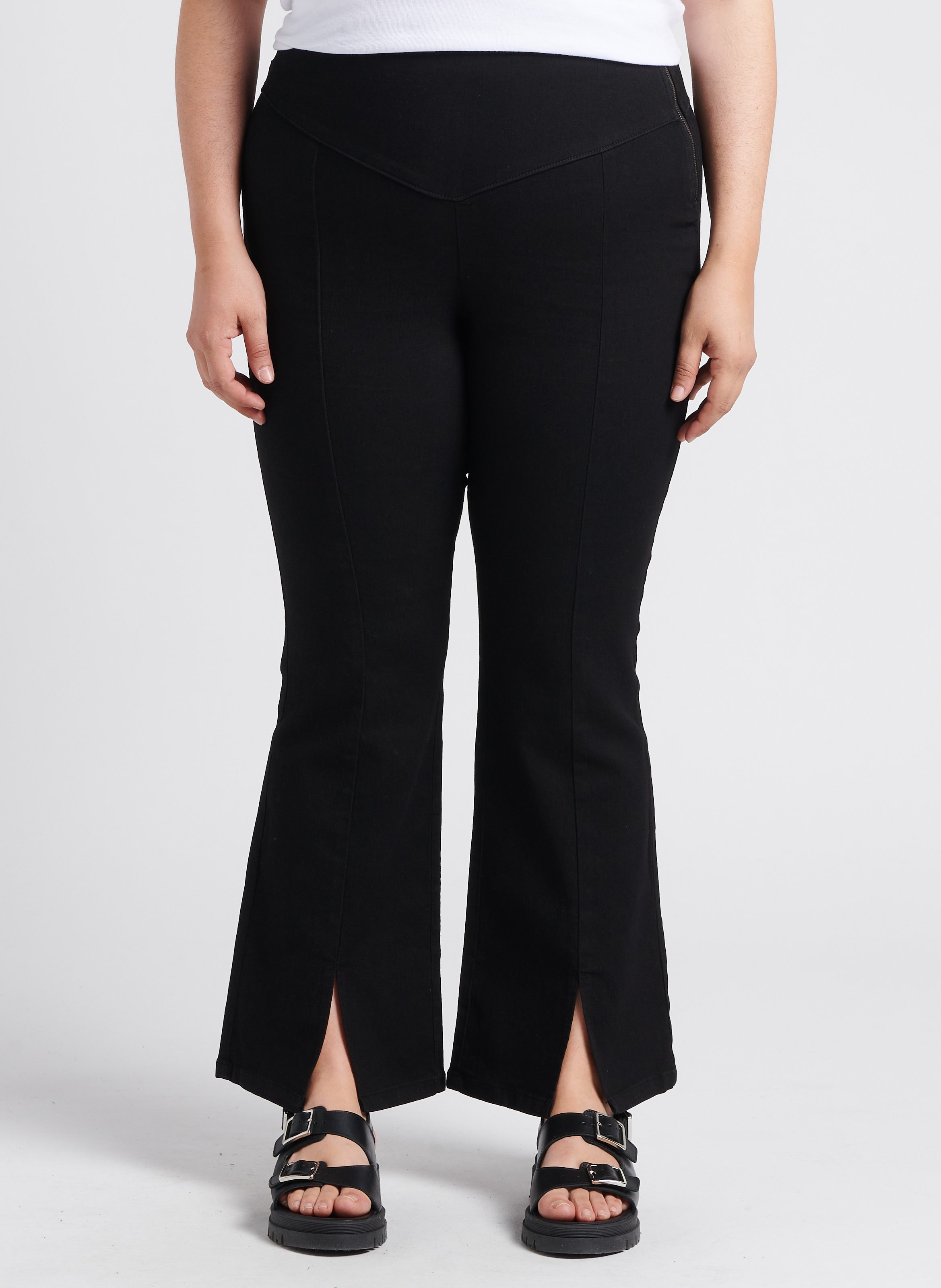 Katoenen broek met wijd uitlopende pijpen EVOKED Zwart