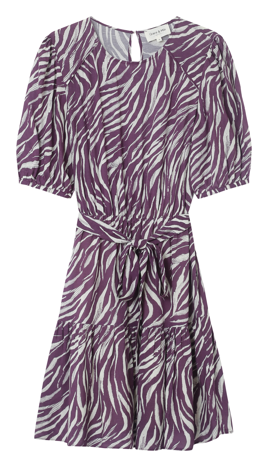 Robe courte droite col rond à imprimé GRACE ET MILA