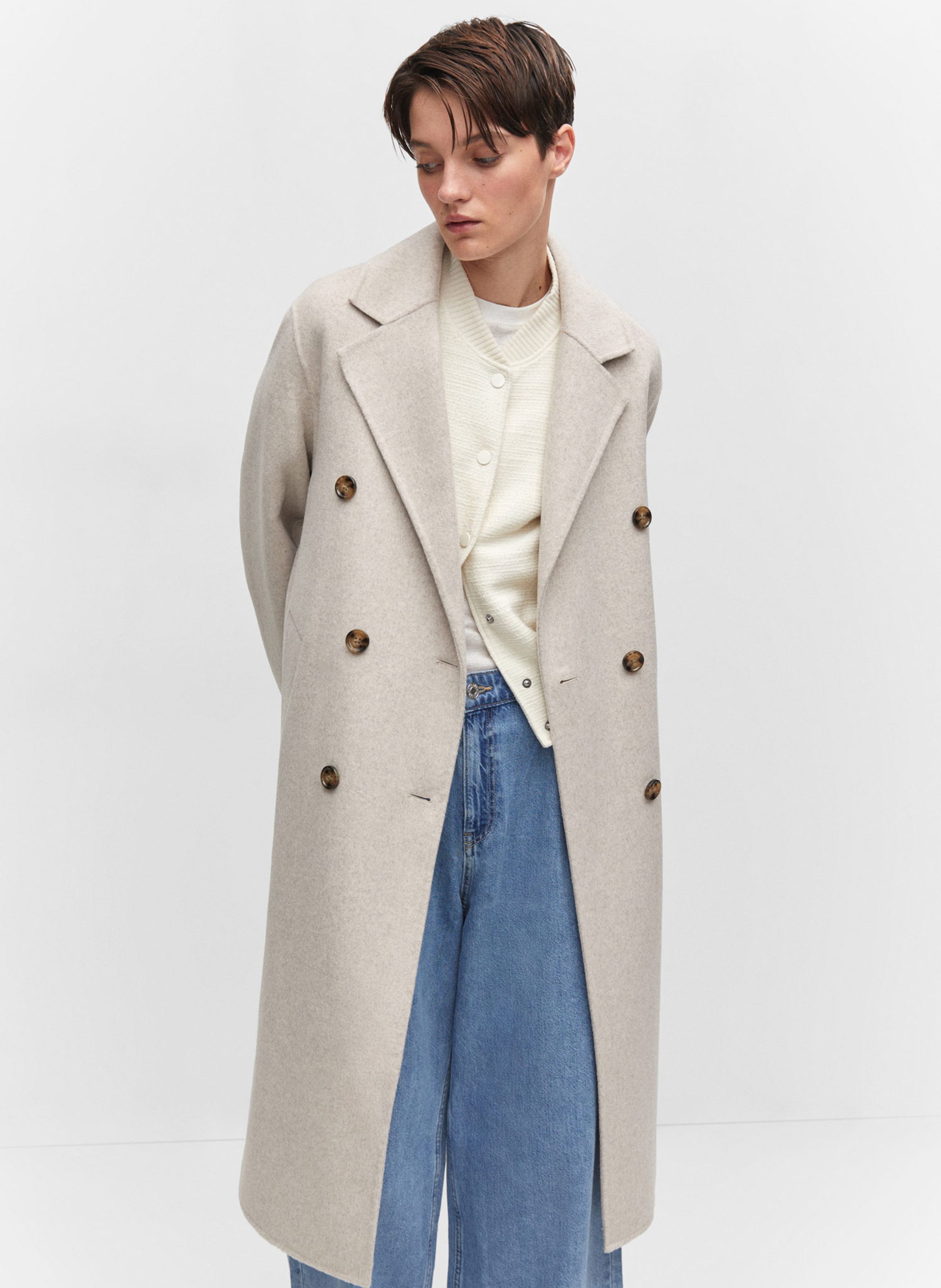 Mango grey wool outlet coat