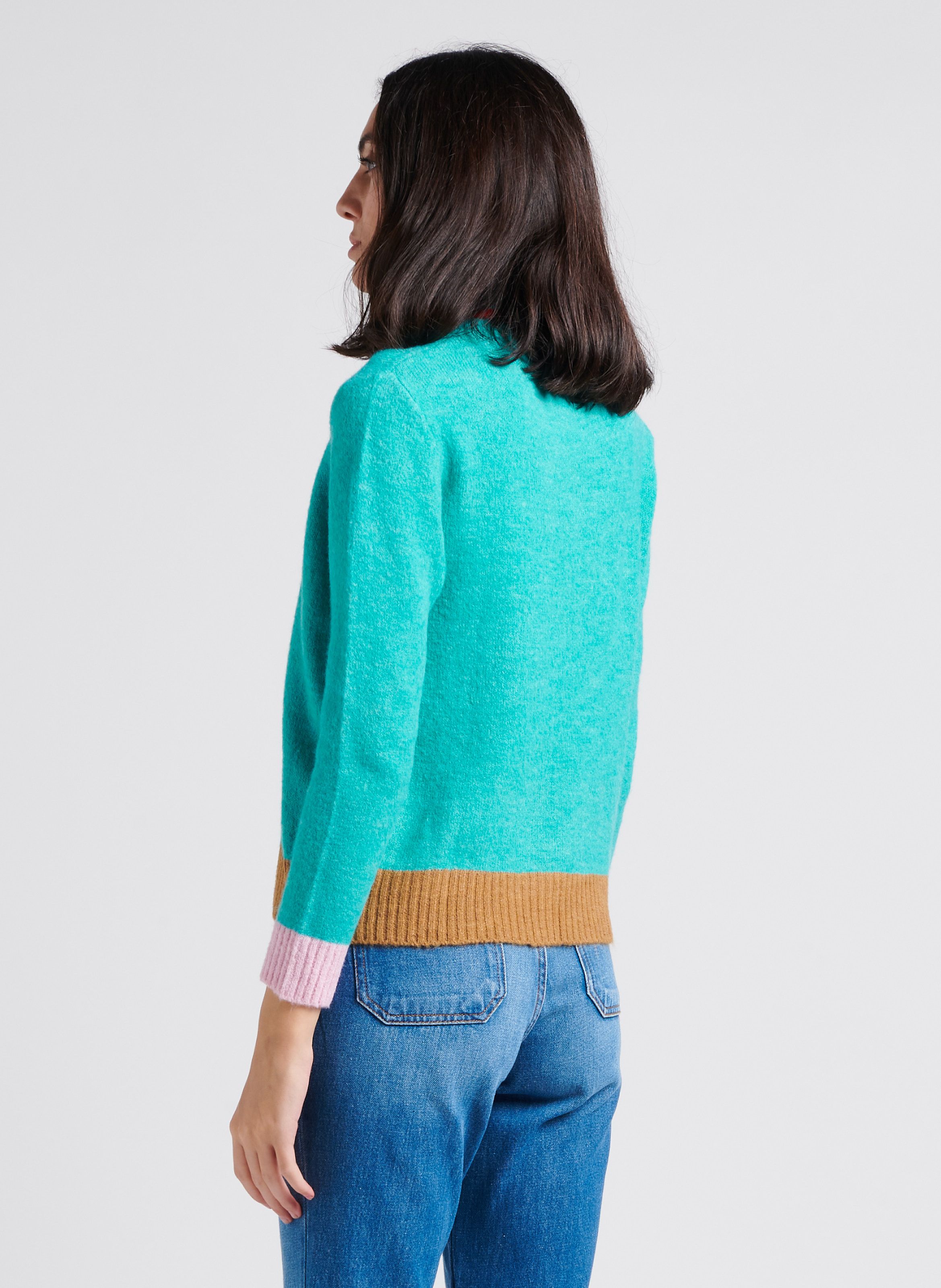 Turquoise turtleneck sale sweater women's