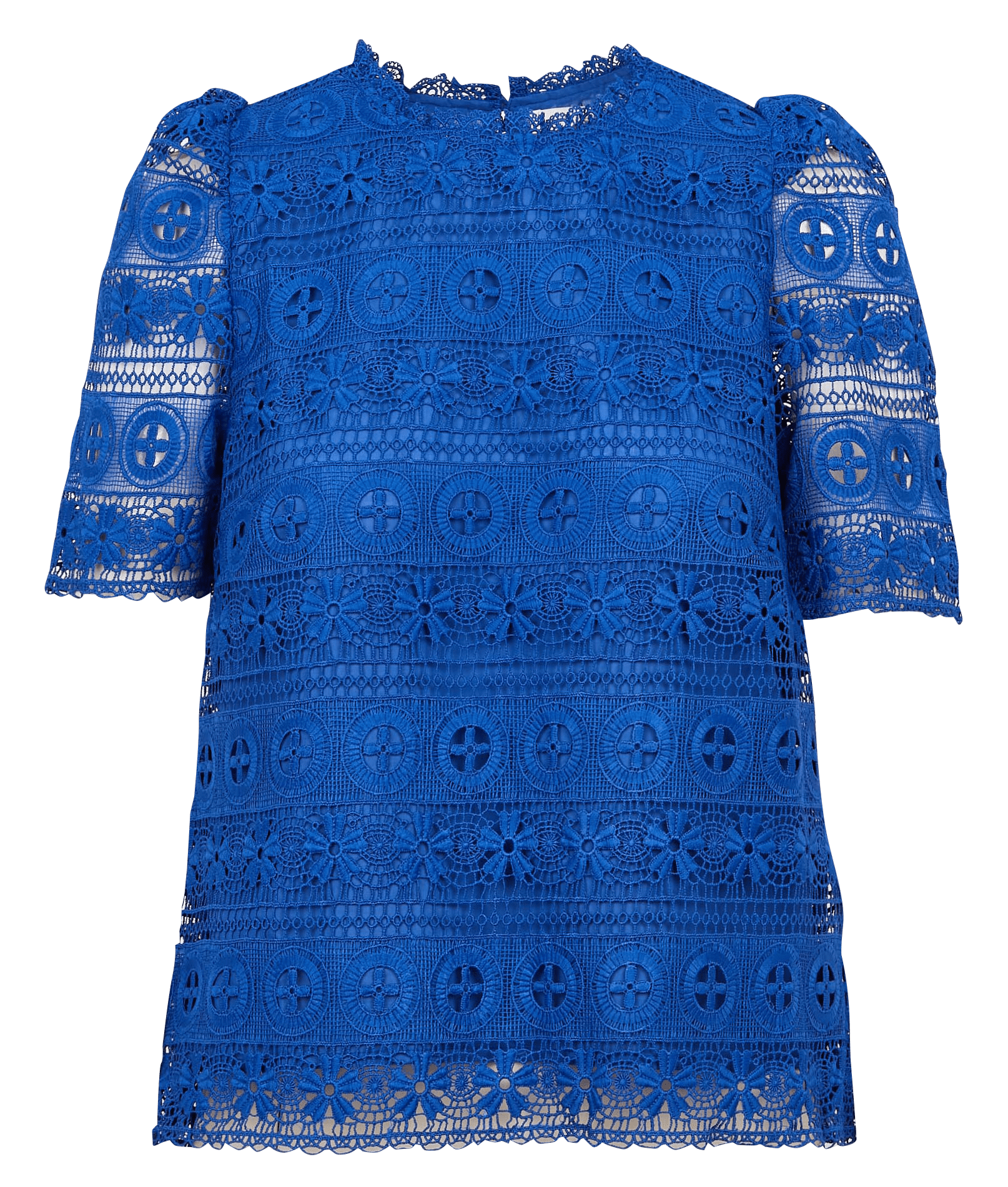 Round-neck guipure lace top LA PETITE ETOILE Blue