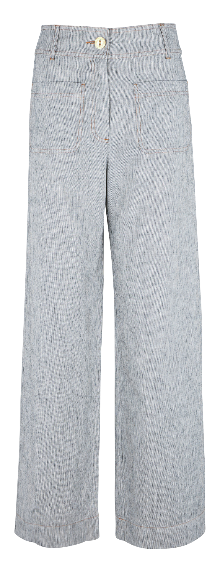 High-waisted wide-leg linen- and cotton-blend pants SESSUN Grey