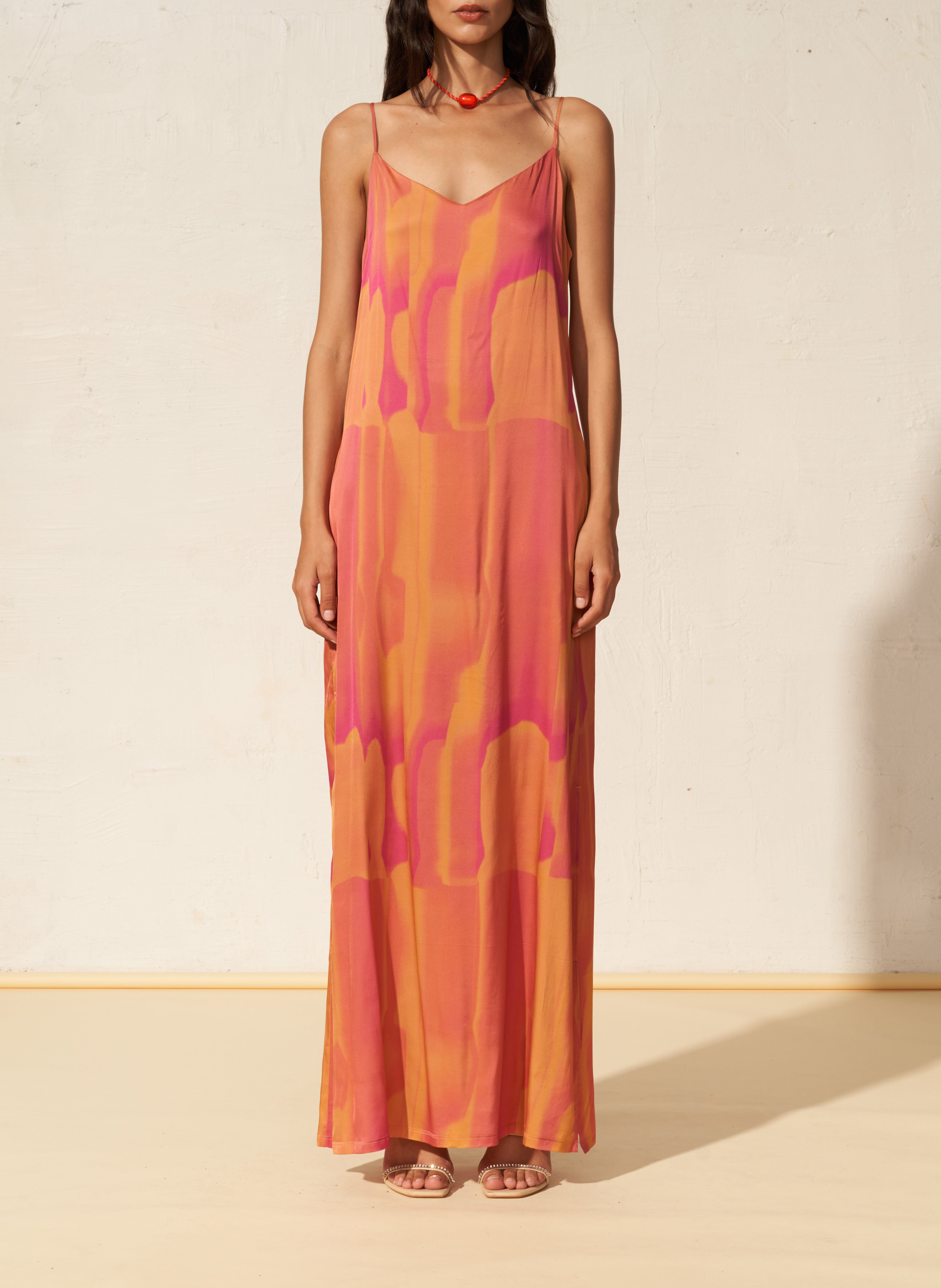 Long printed V-neck dress FETE IMPERIALE Multicolored