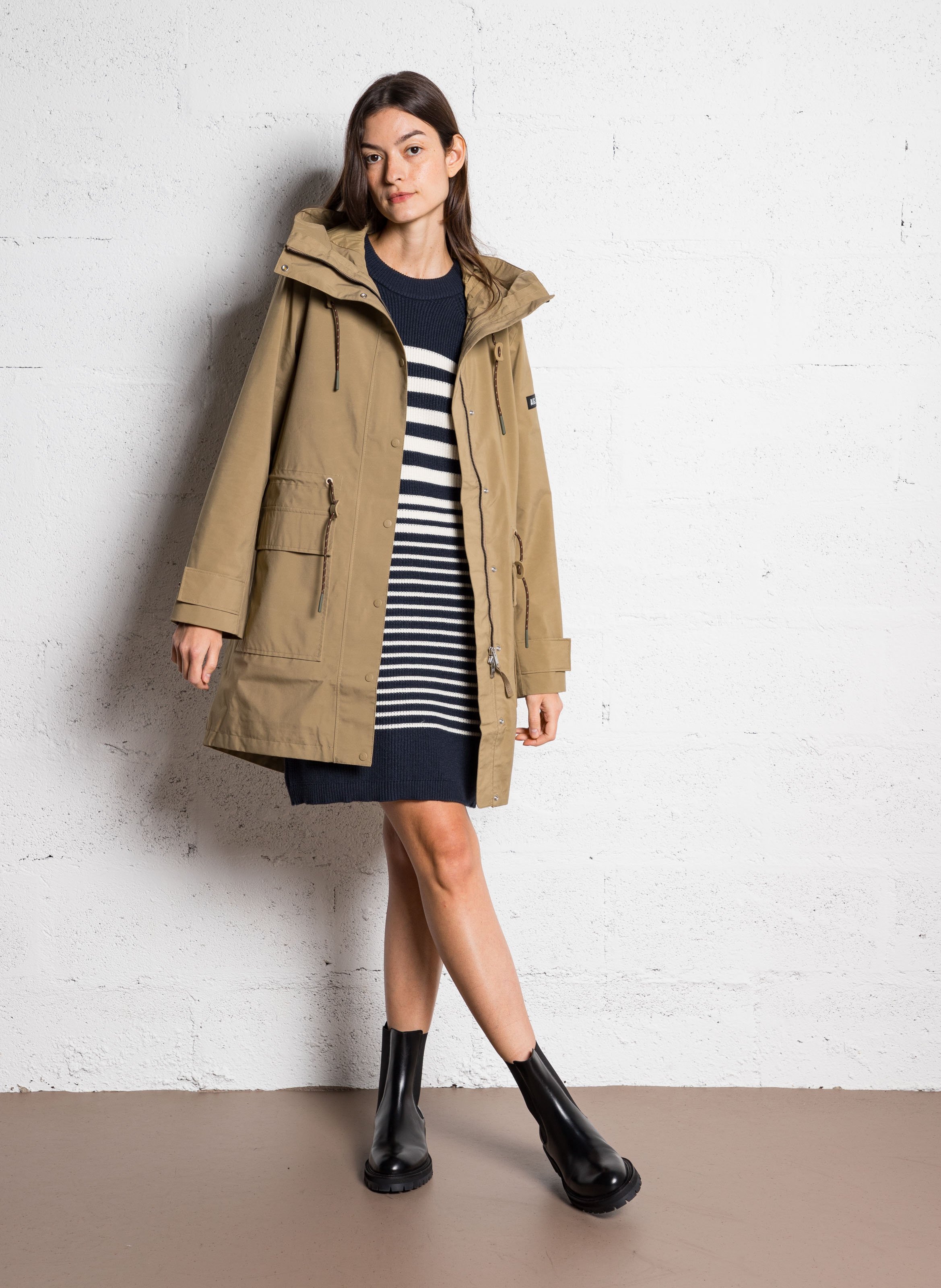 Fijne parka met capuchon AIGLE Beige