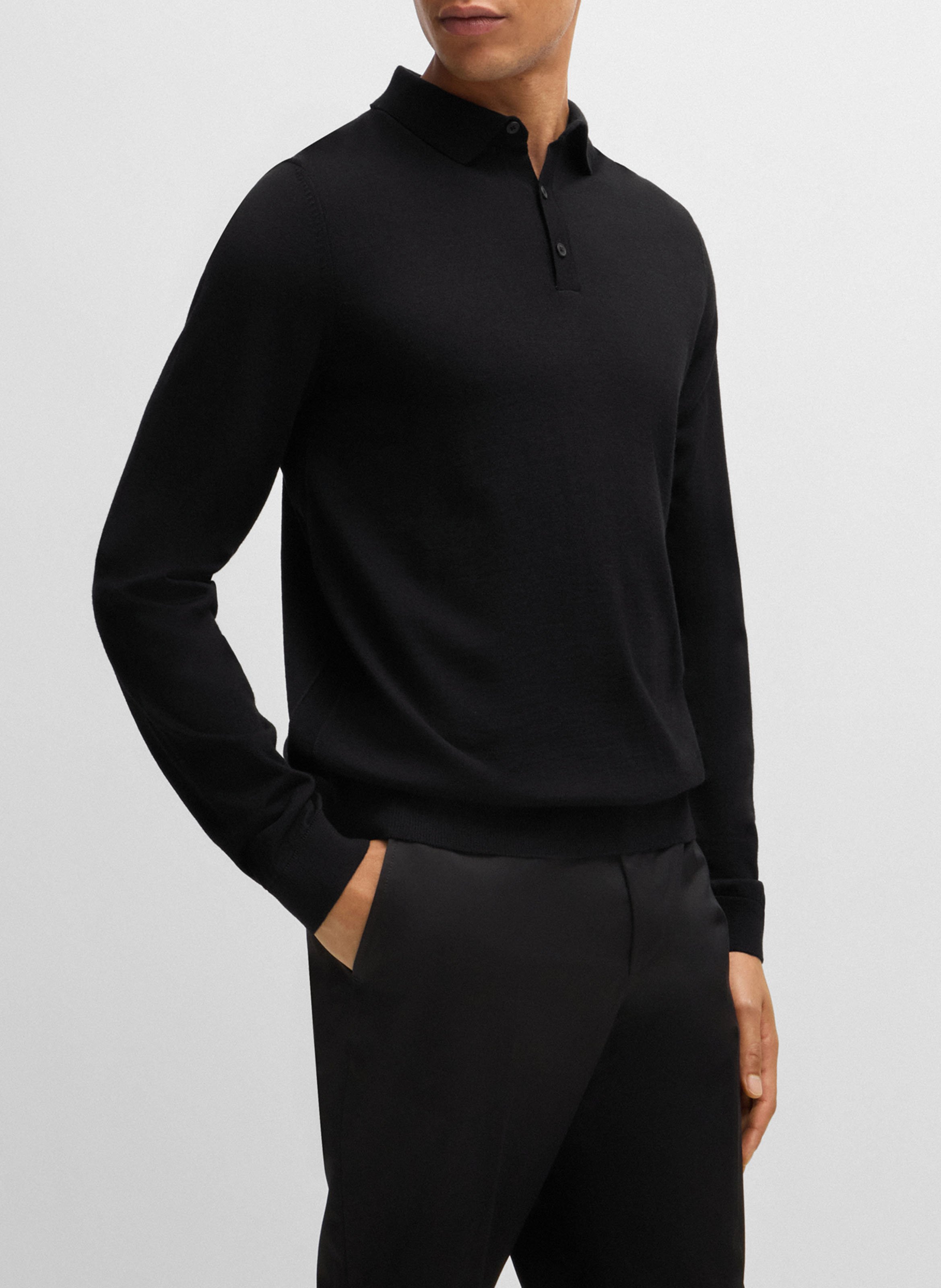 Slim virgin wool sweater BOSS Black