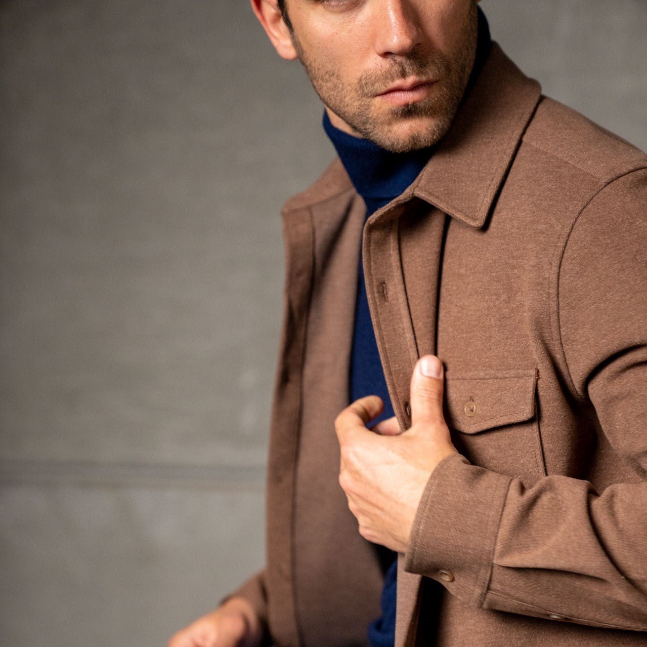 Recycled polyester overshirt BILLYBELT Brown