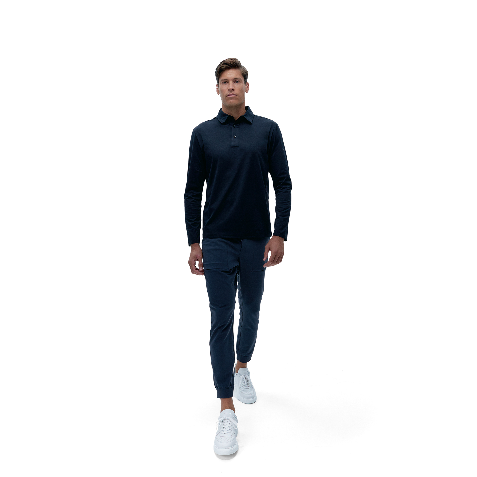 Long-sleeved maroon polo with buttons BORN LIVING YOGA Black