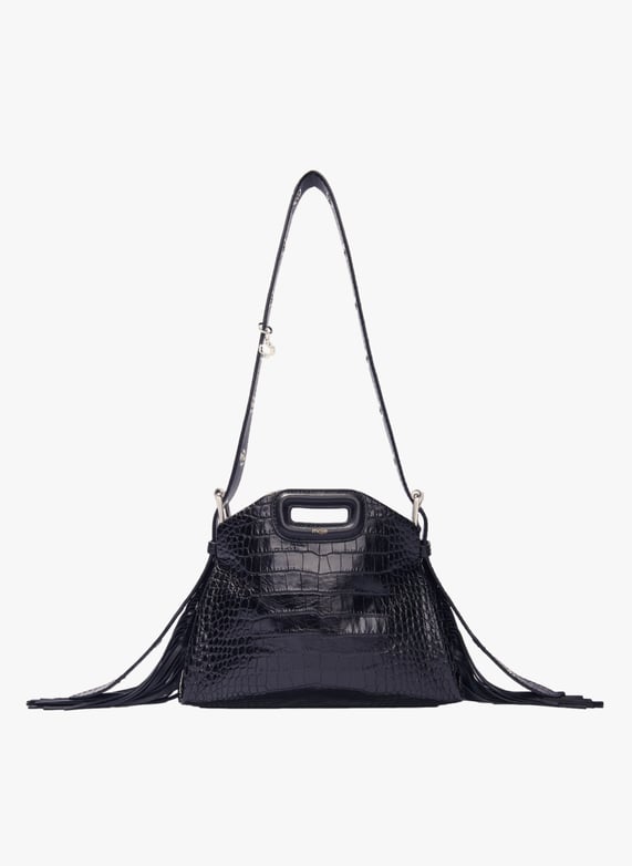 Sac bandoulière en cuir Miss m mini Noir Maje Femme Place des