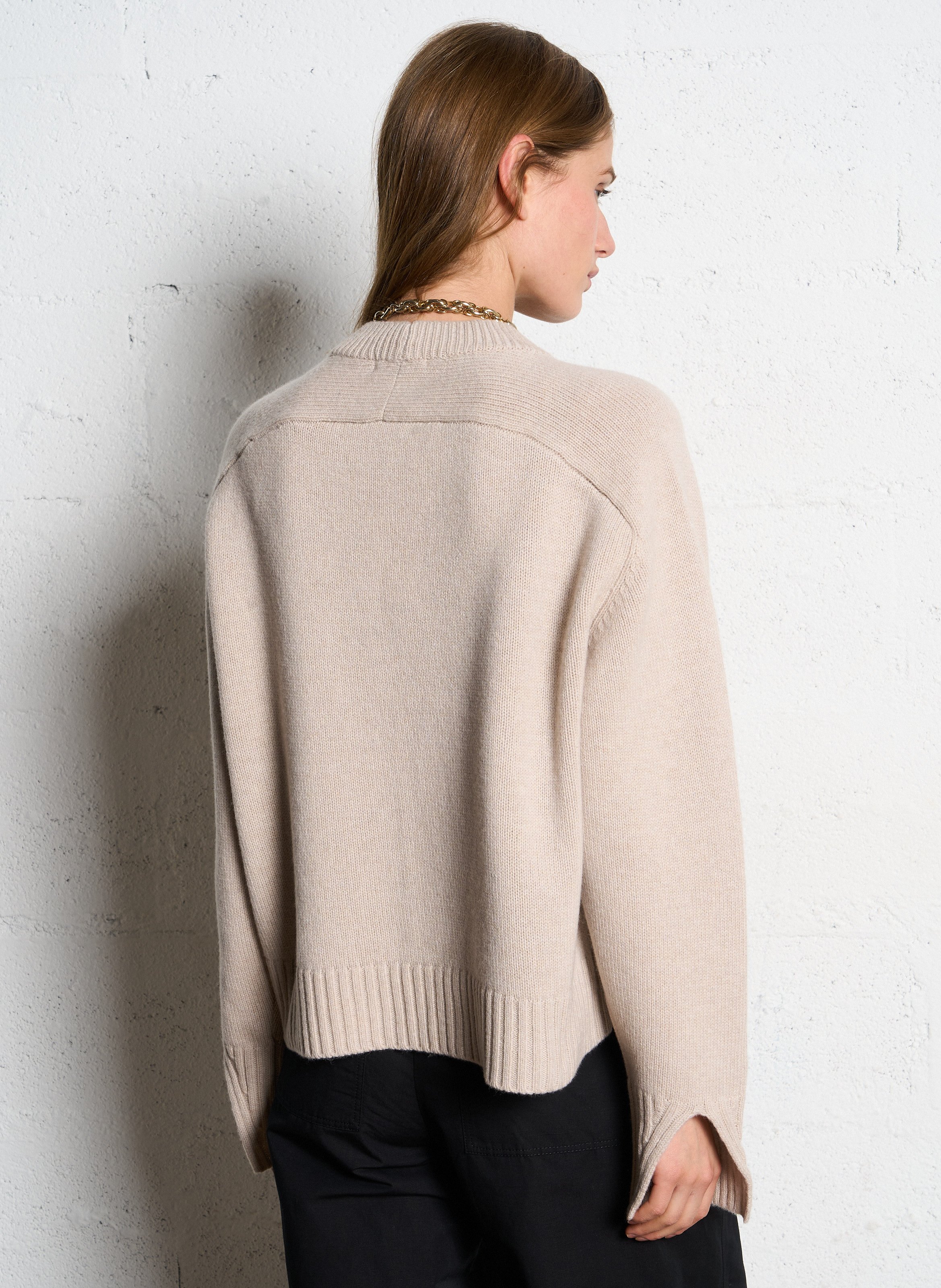 Pull col rond ample en laine  SOEUR Beige