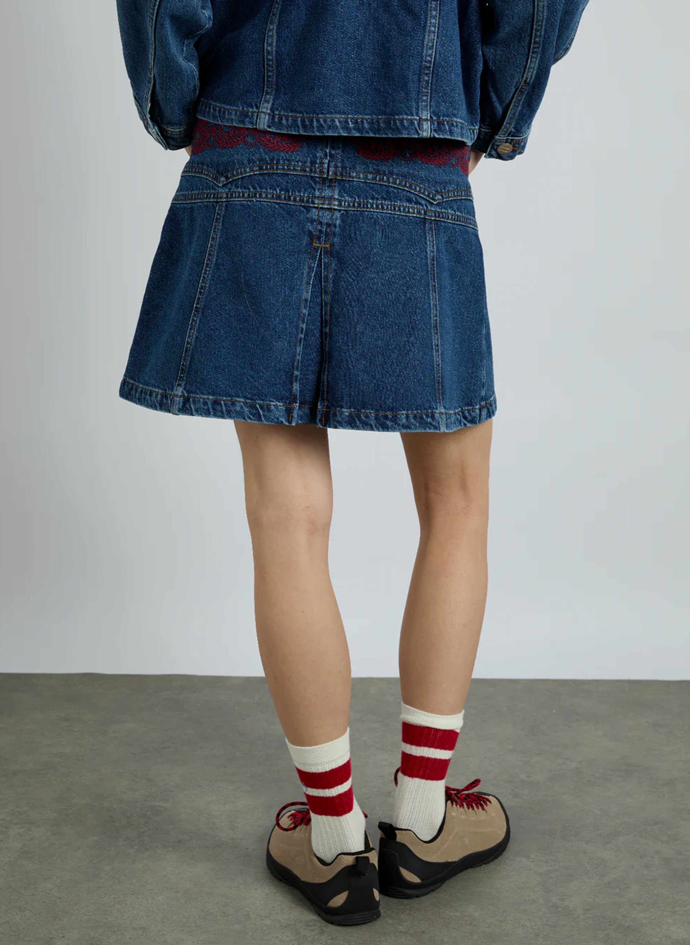 Flared short denim skirt DAMSON MADDER Blue