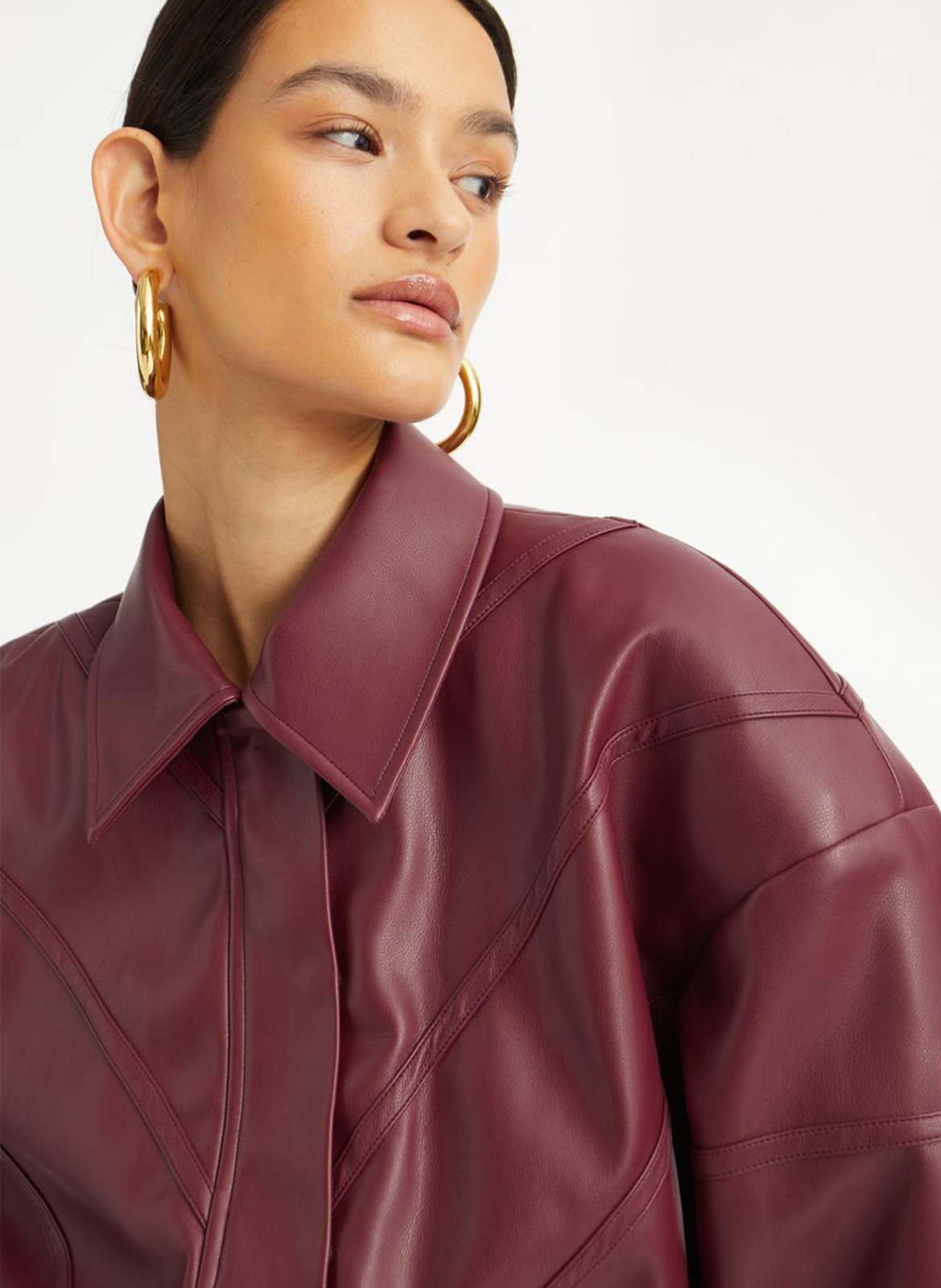 Jacket with classic leather effect collar ROTATE Brown