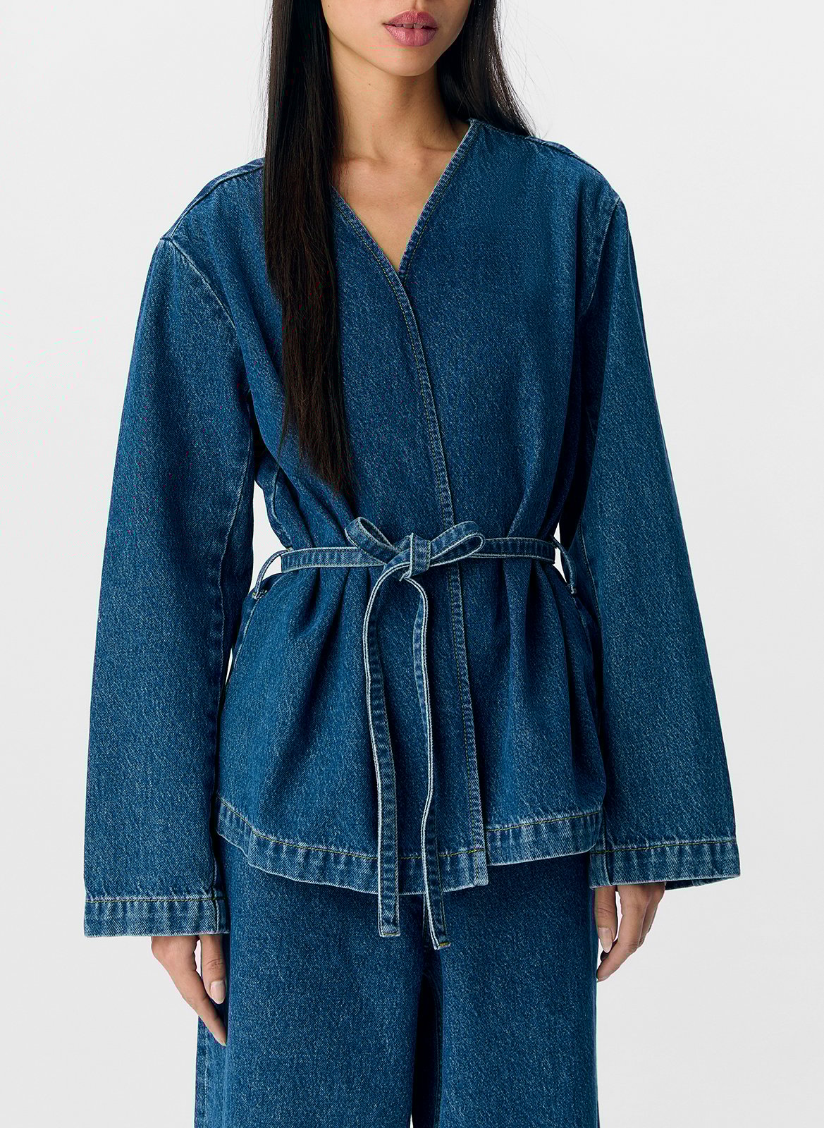 Kimono-Jeansjacke OBJECT Blau