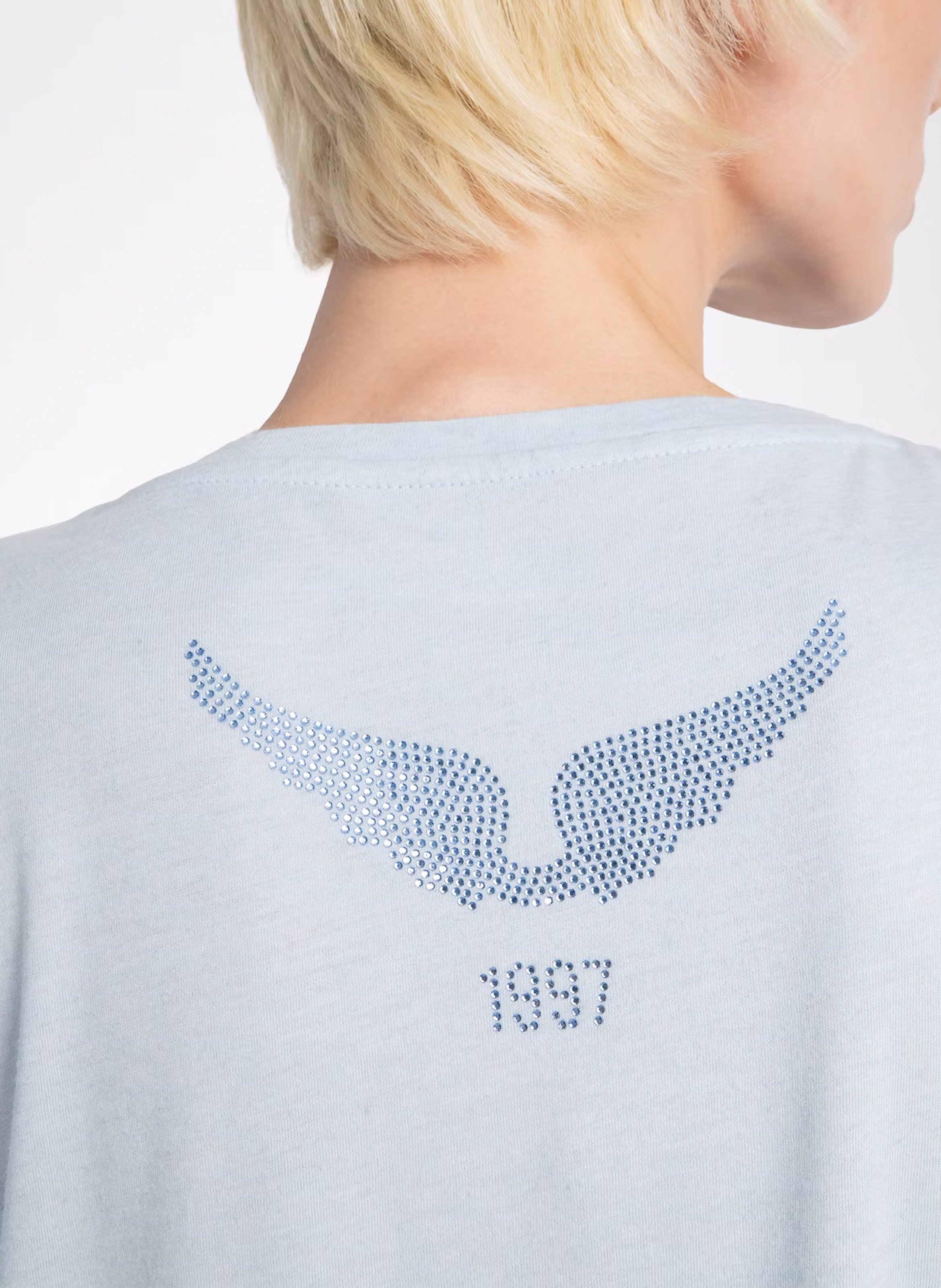 Tee-shirt col rond à strass ZADIG&VOLTAIRE Bleu