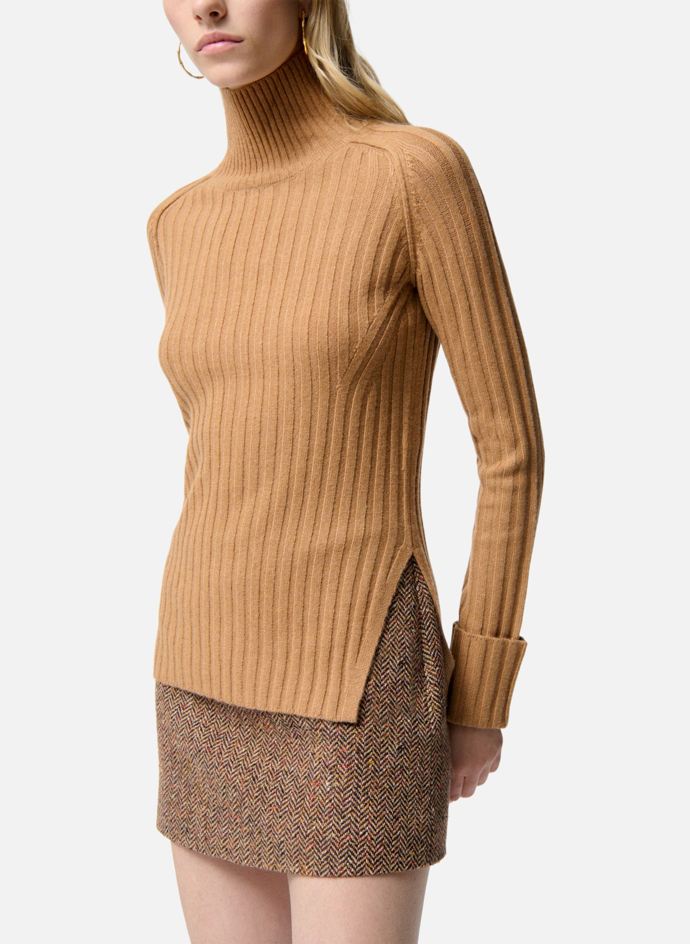 Pull col roulé en laine mélangée VANESSA BRUNO Marron