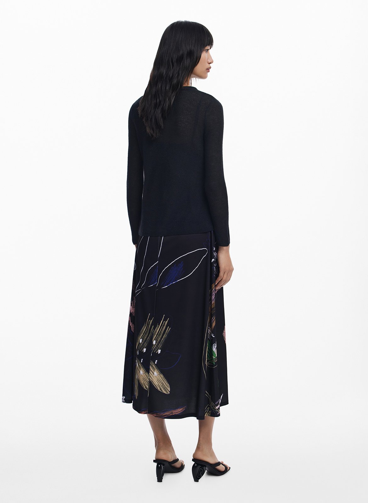 Robe midi à imprimé floral DESIGUAL Noir