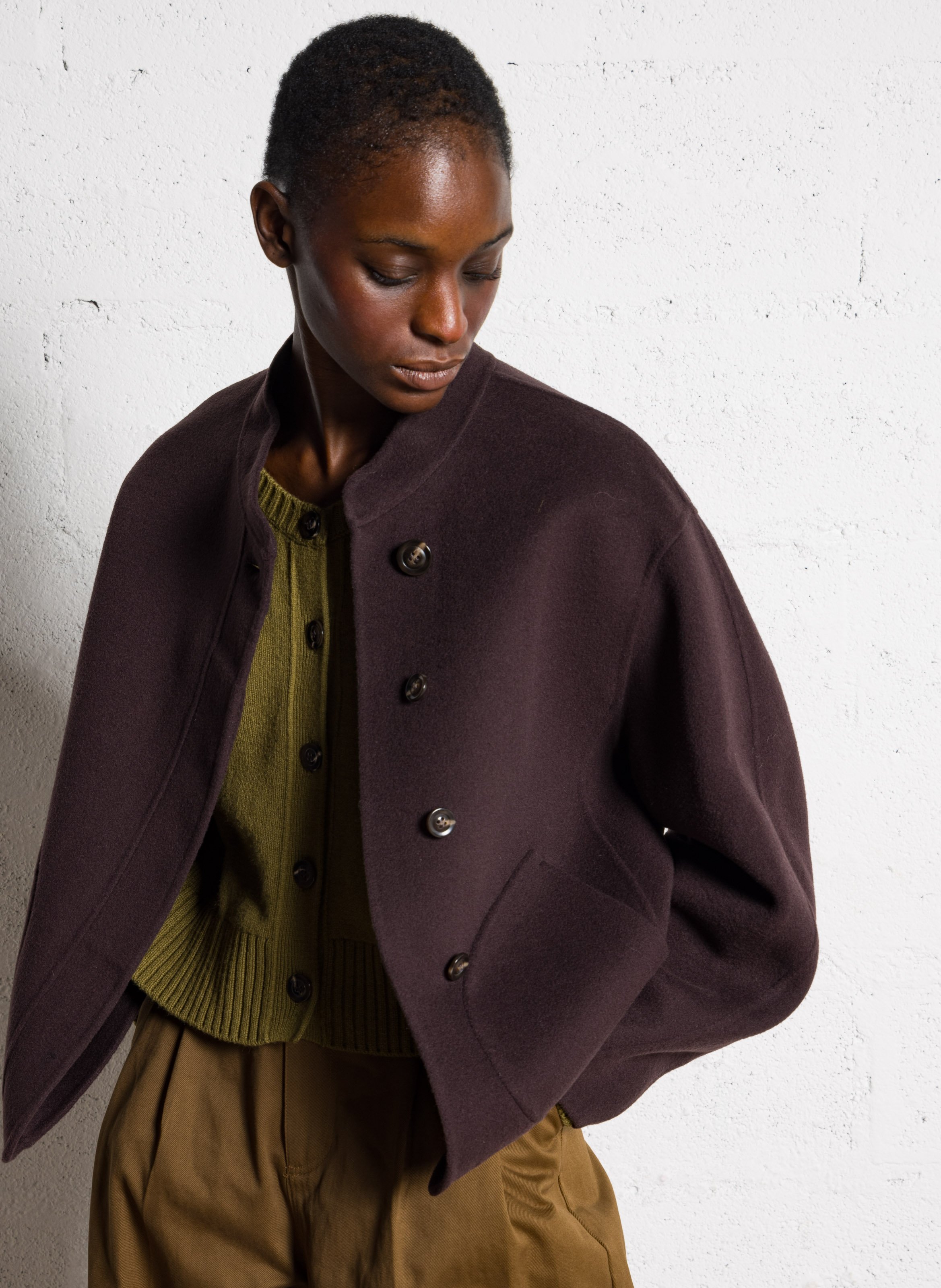 Manteau col rond en laine mélangée  SOEUR