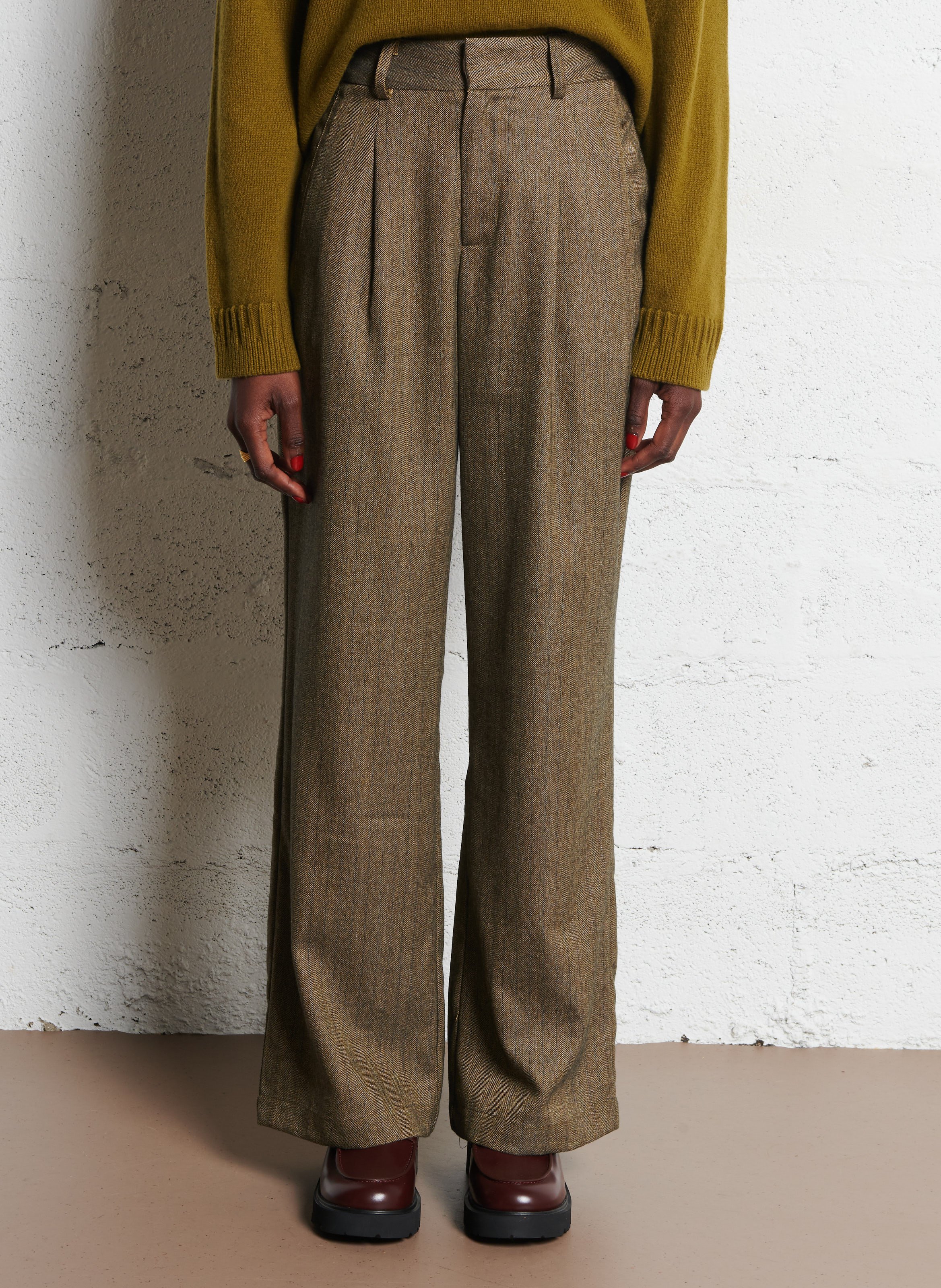 Pantalon large taille haute SEE U SOON Beige