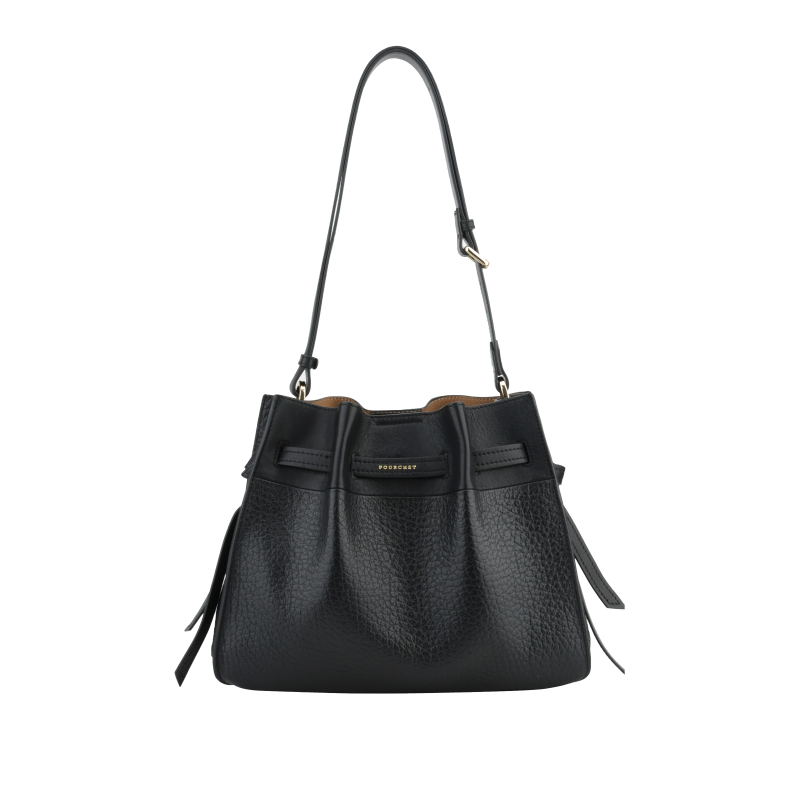 Shoulder bag - cowhide leather POURCHET Black