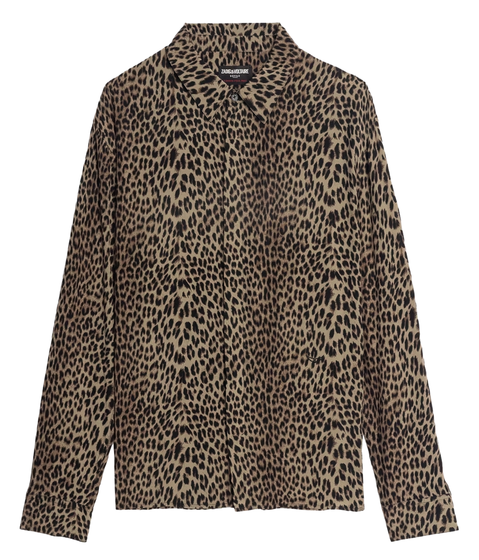 Chemise droite boutonnée à motif léopard ZADIG&amp;VOLTAIRE Vert