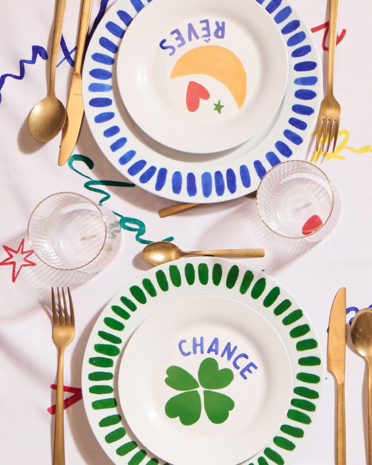 L'assiette coeur vert en porcelaine EMOI EMOI Blanc