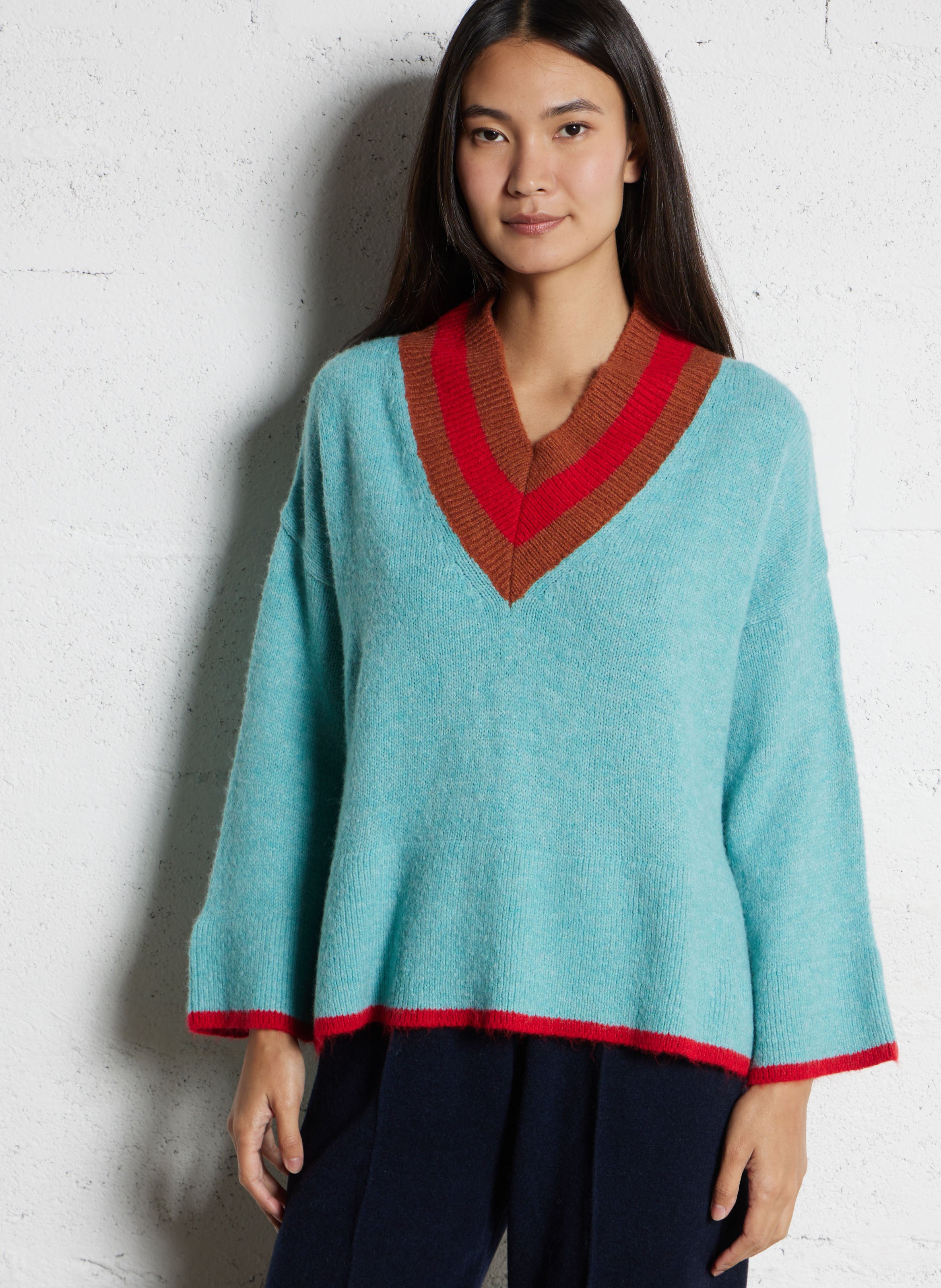 Pull oversize col V DR BLOOM Vert