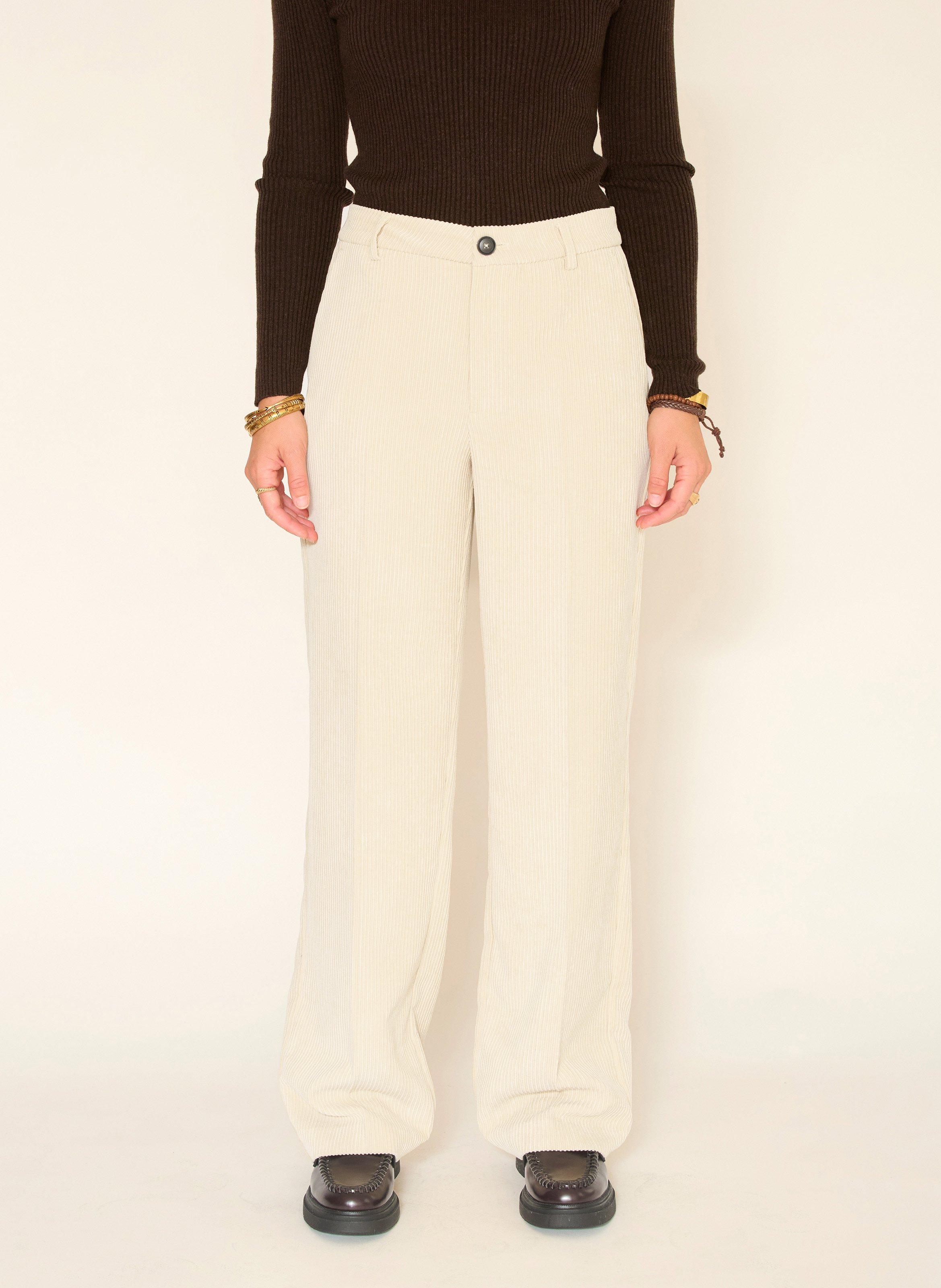 Gerippte Hose mit geradem Schnitt MKT Beige