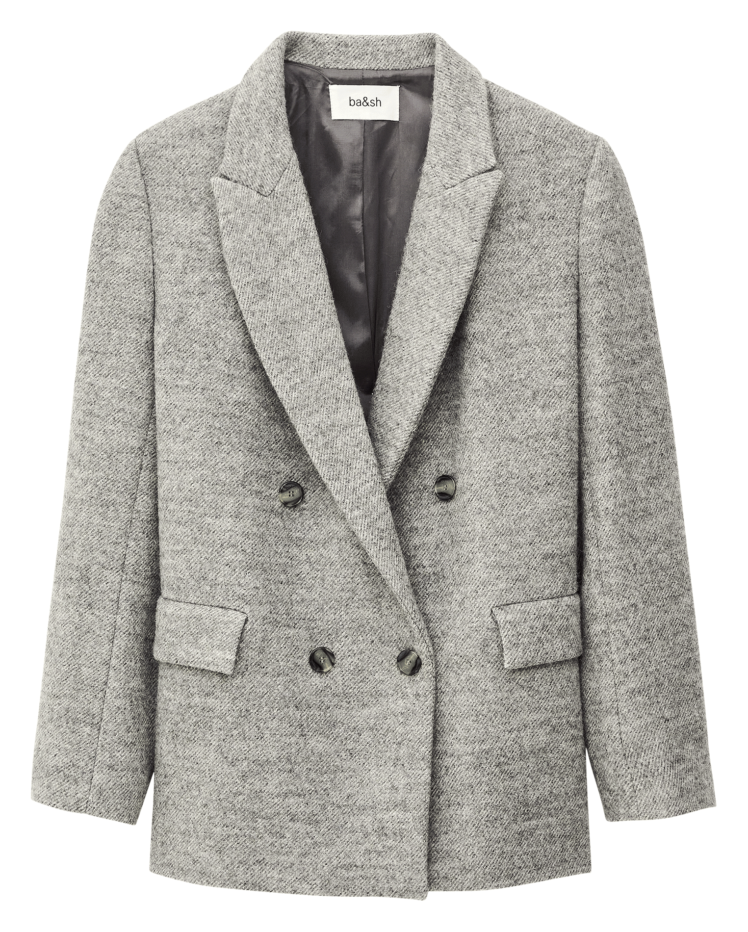 Fitted wool-blend suit collar jacket Black