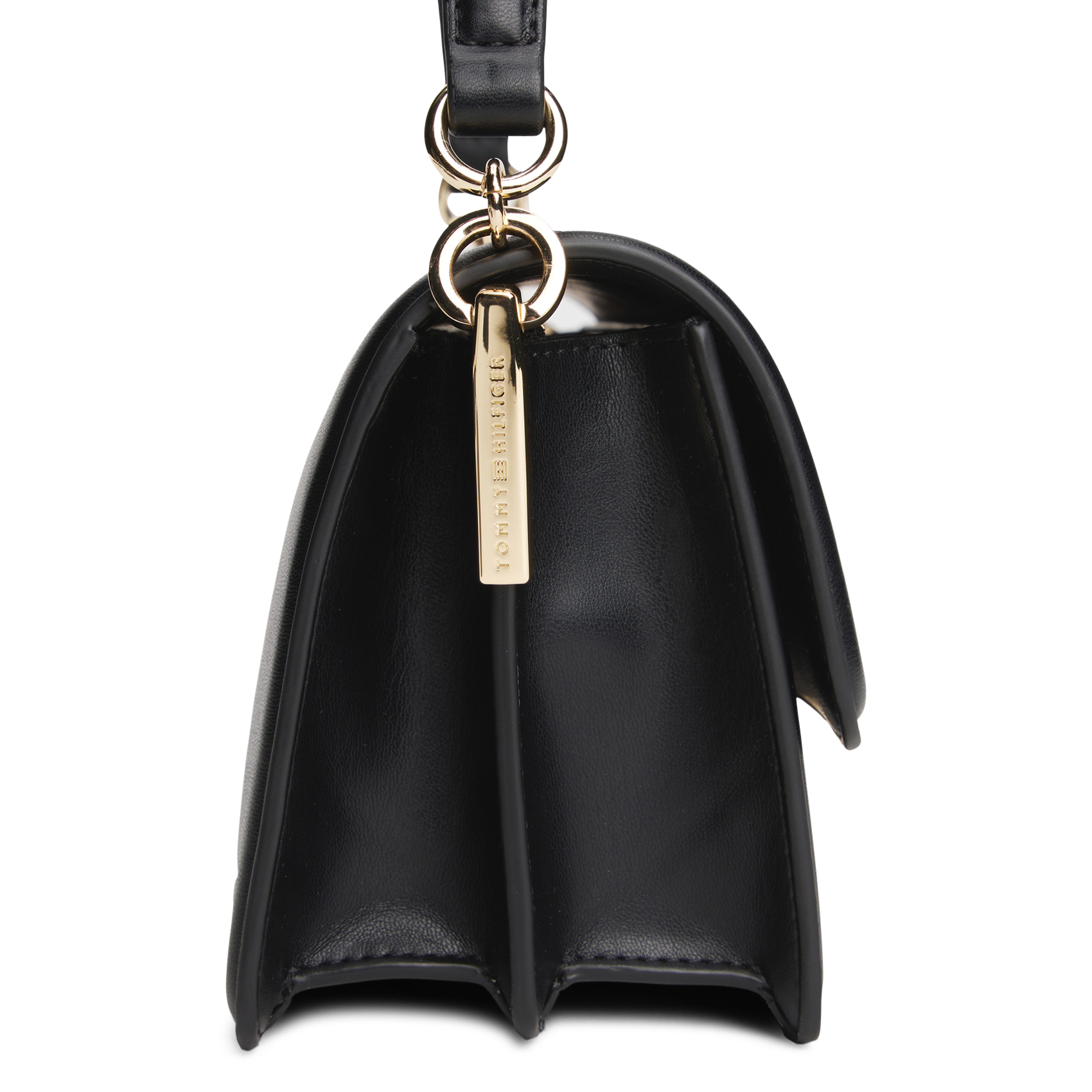 Solid color flap shoulder bag TOMMY HILFIGER Black