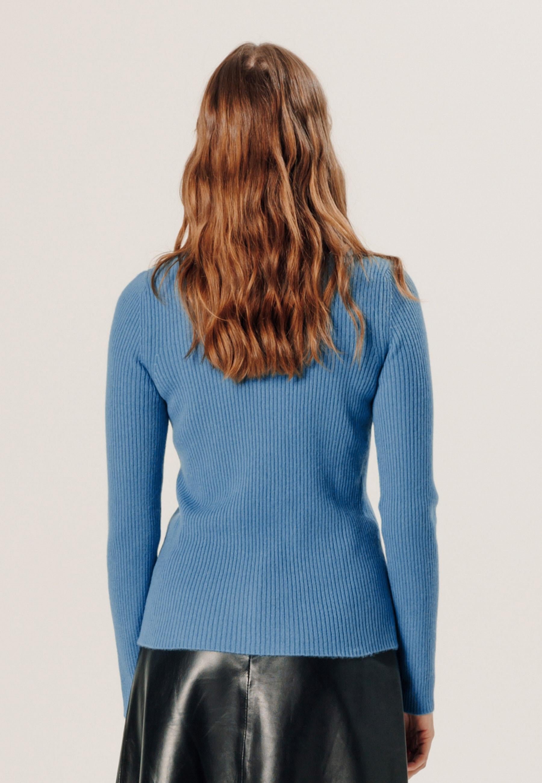 Cashmere Tunisian collar sweater RODIER Blue