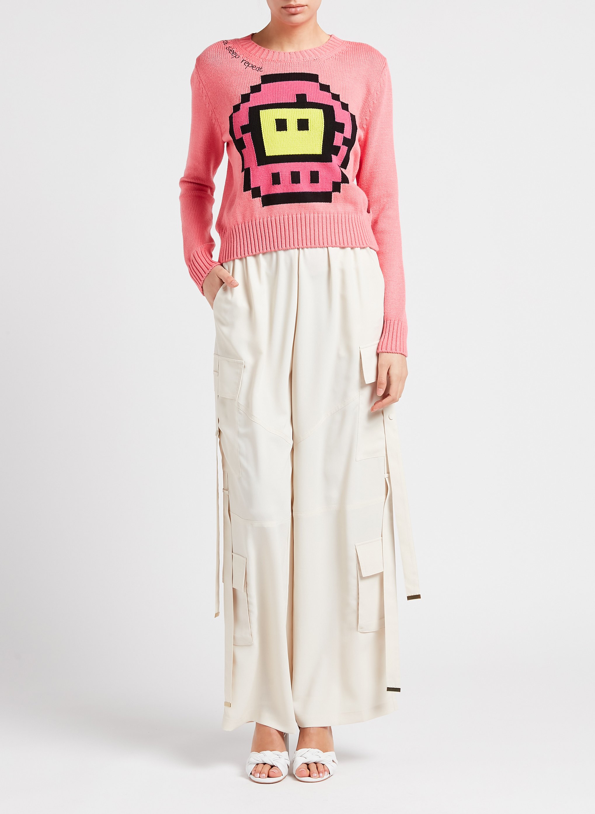 Jacquard-Rundhalspullover aus Strick-Mix MAX&Co. Rosa