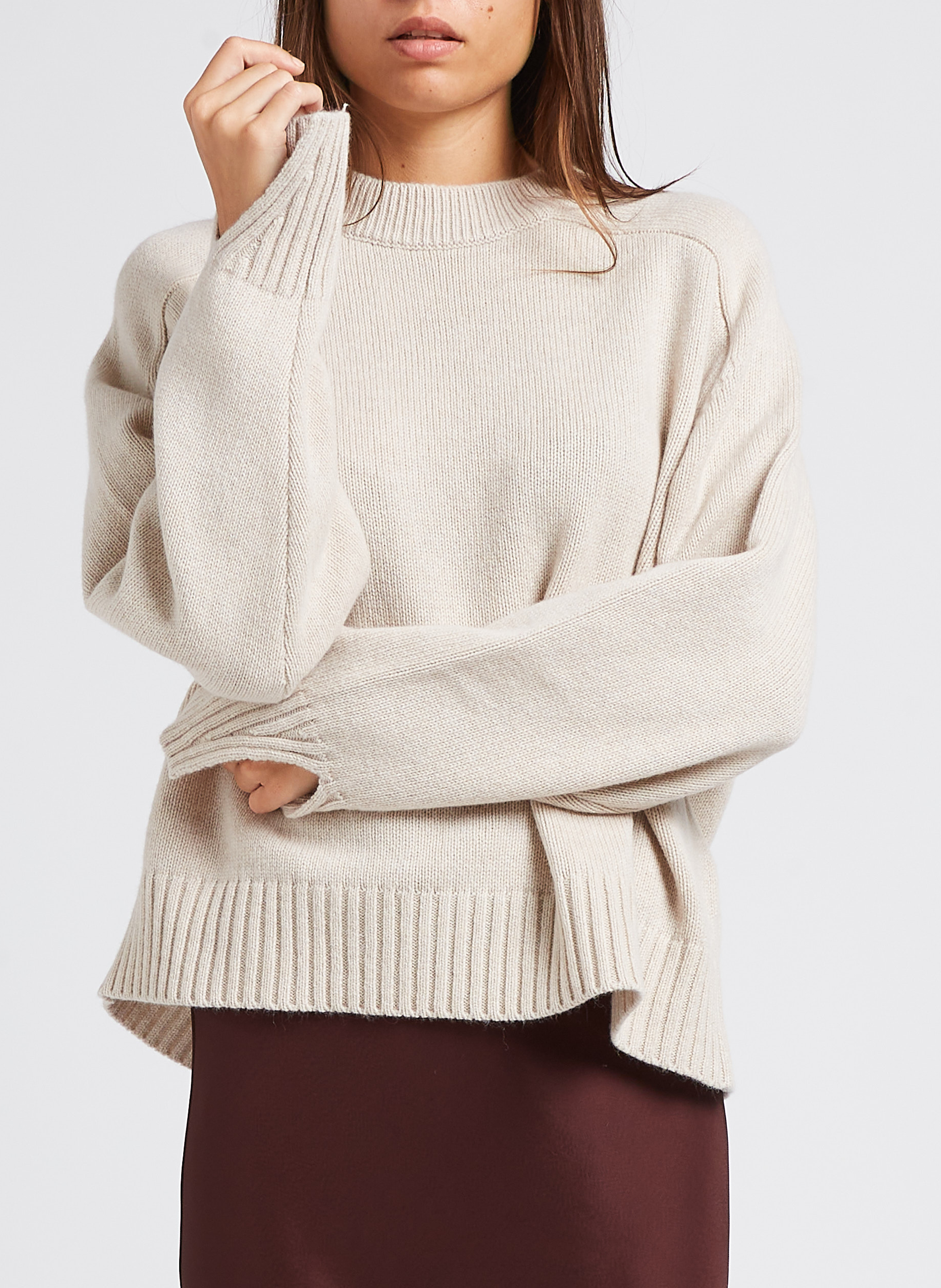 Loose-fit round-neck wool sweater SOEUR Beige