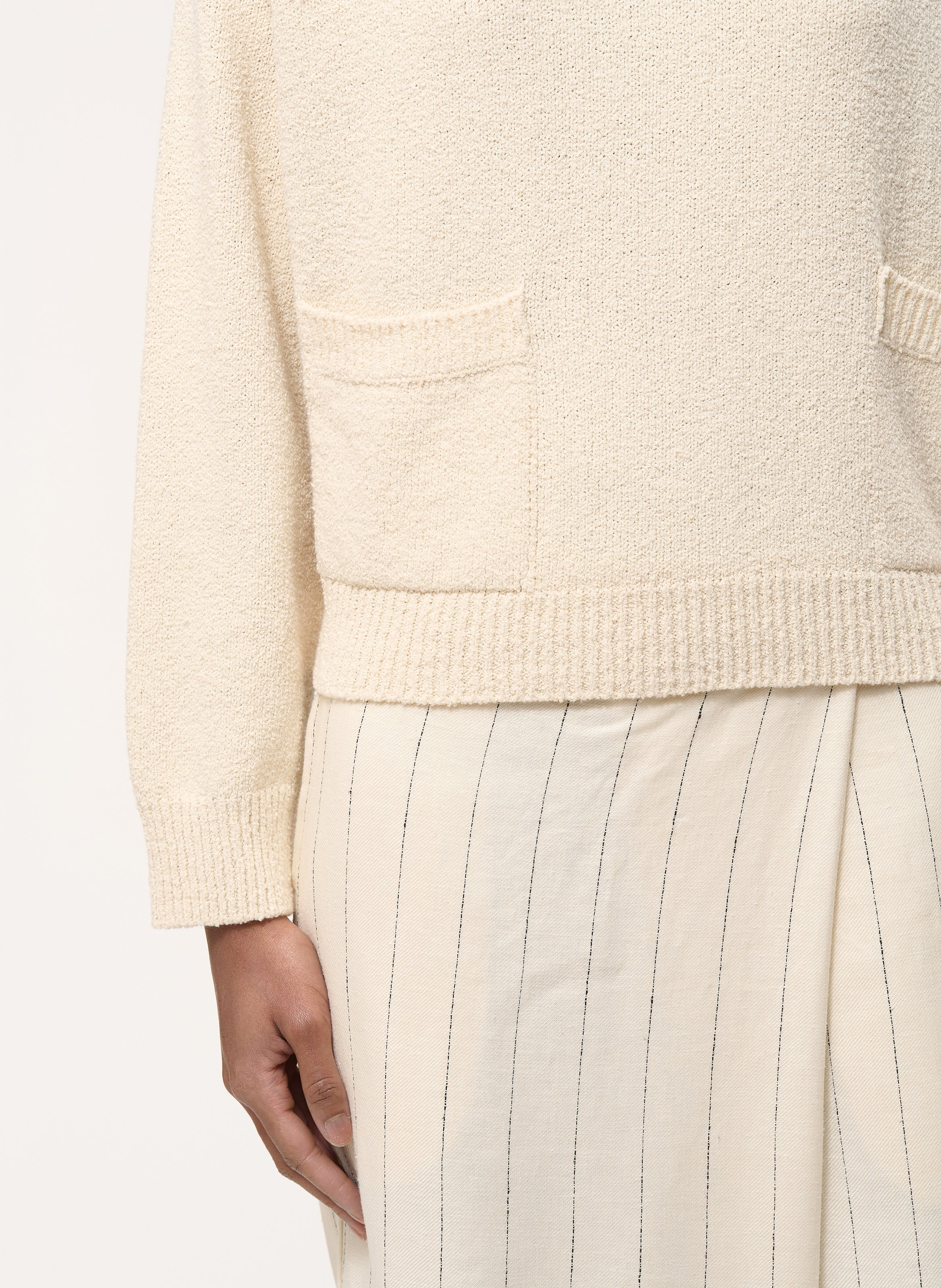 Pull oversize col rond en coton mélangé HUMILITY Beige