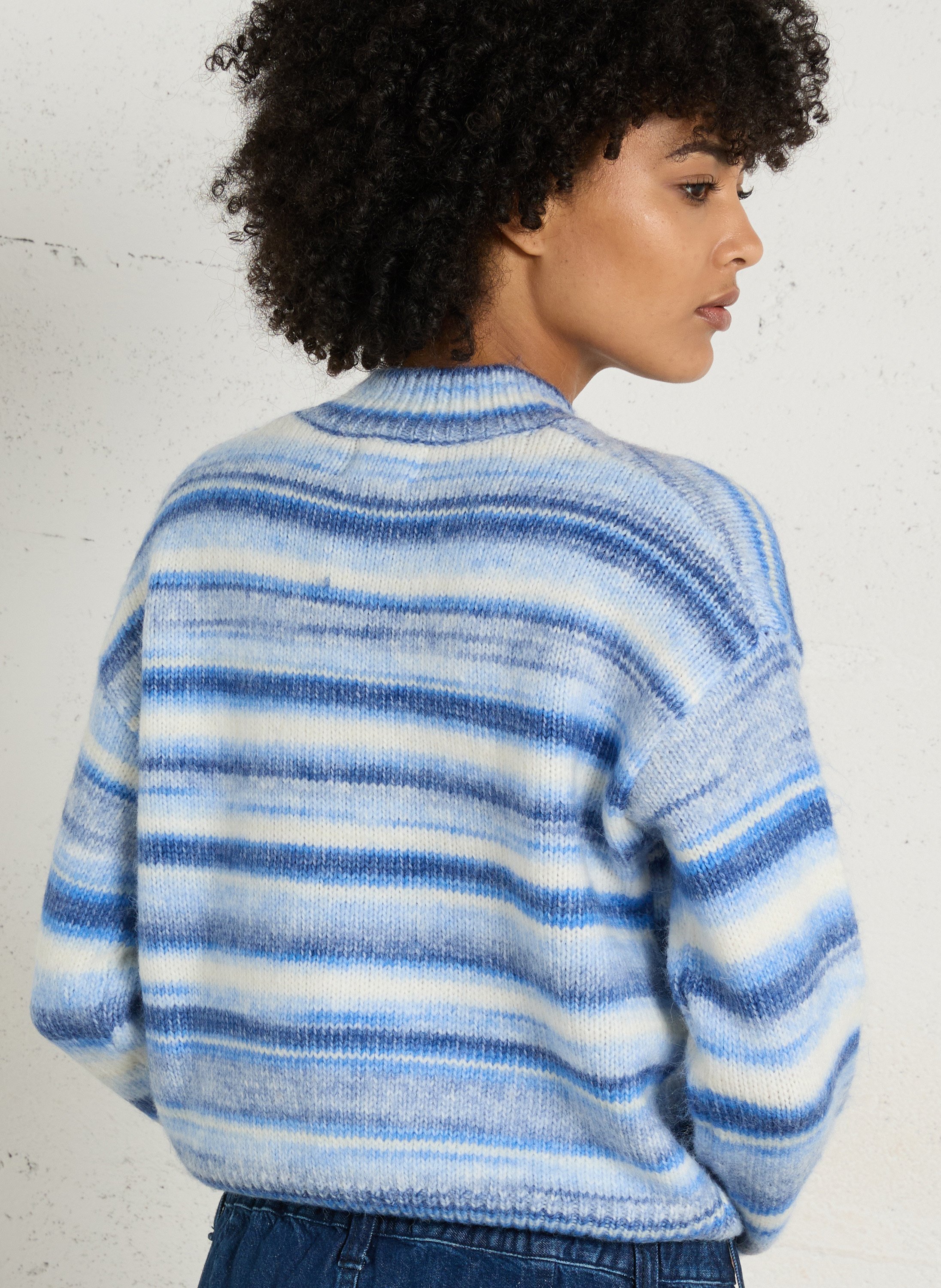 Striped loose-fit sweater with round neck MAISON 123 Blue