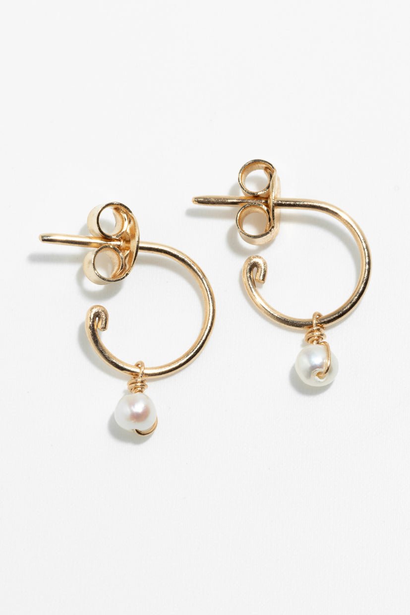 750 gold pearl creole earrings YAY White
