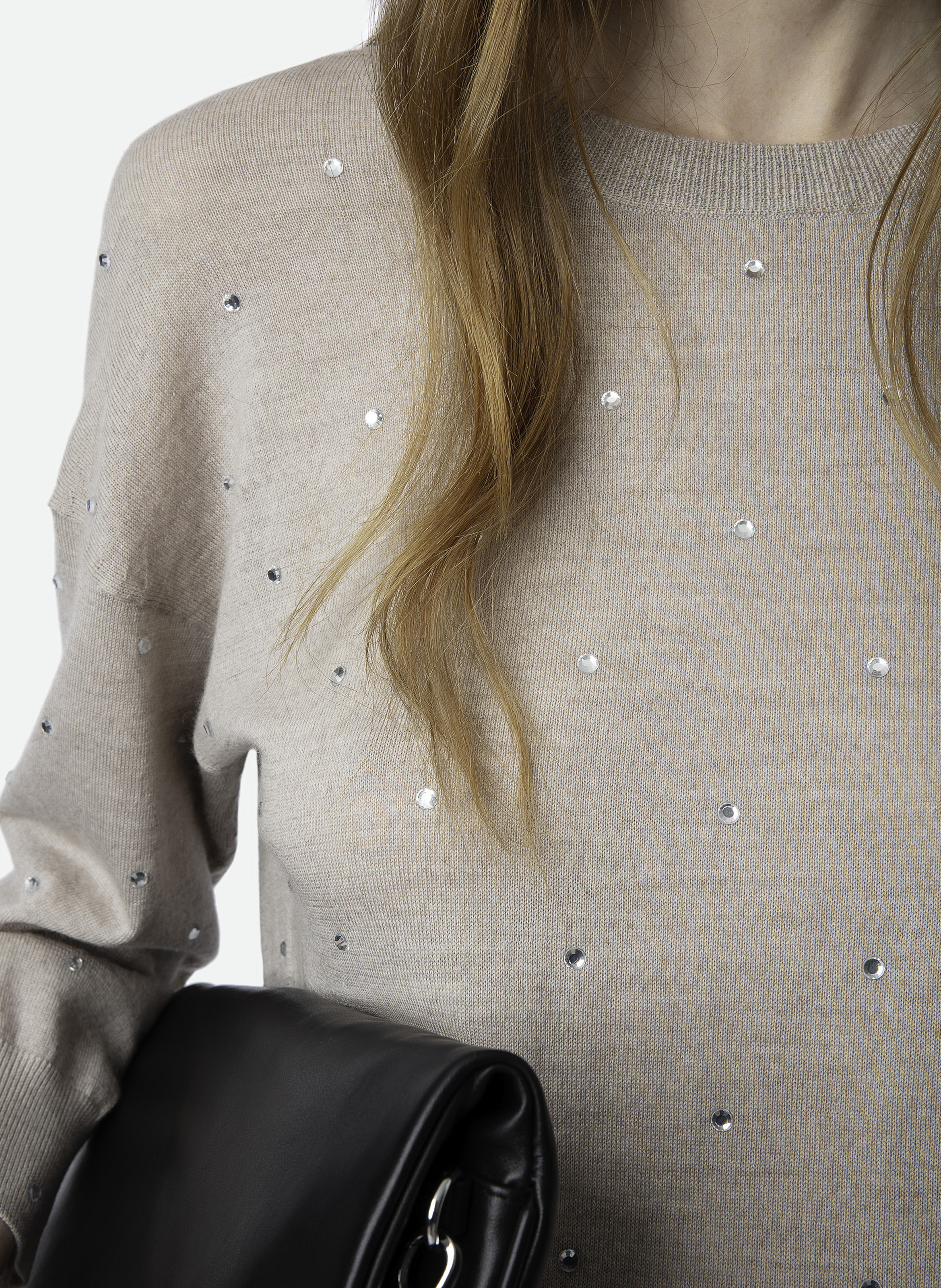 Pull droit col rond en laine mérinos ZADIG&VOLTAIRE Beige