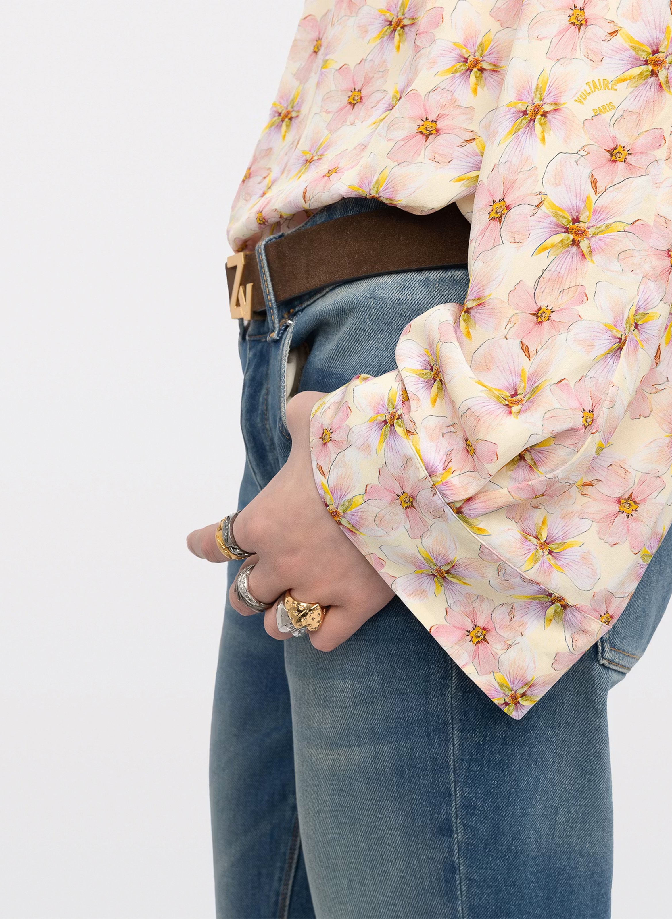 Blouse col tunisien à imprimé fleuri ZADIG&VOLTAIRE Jaune