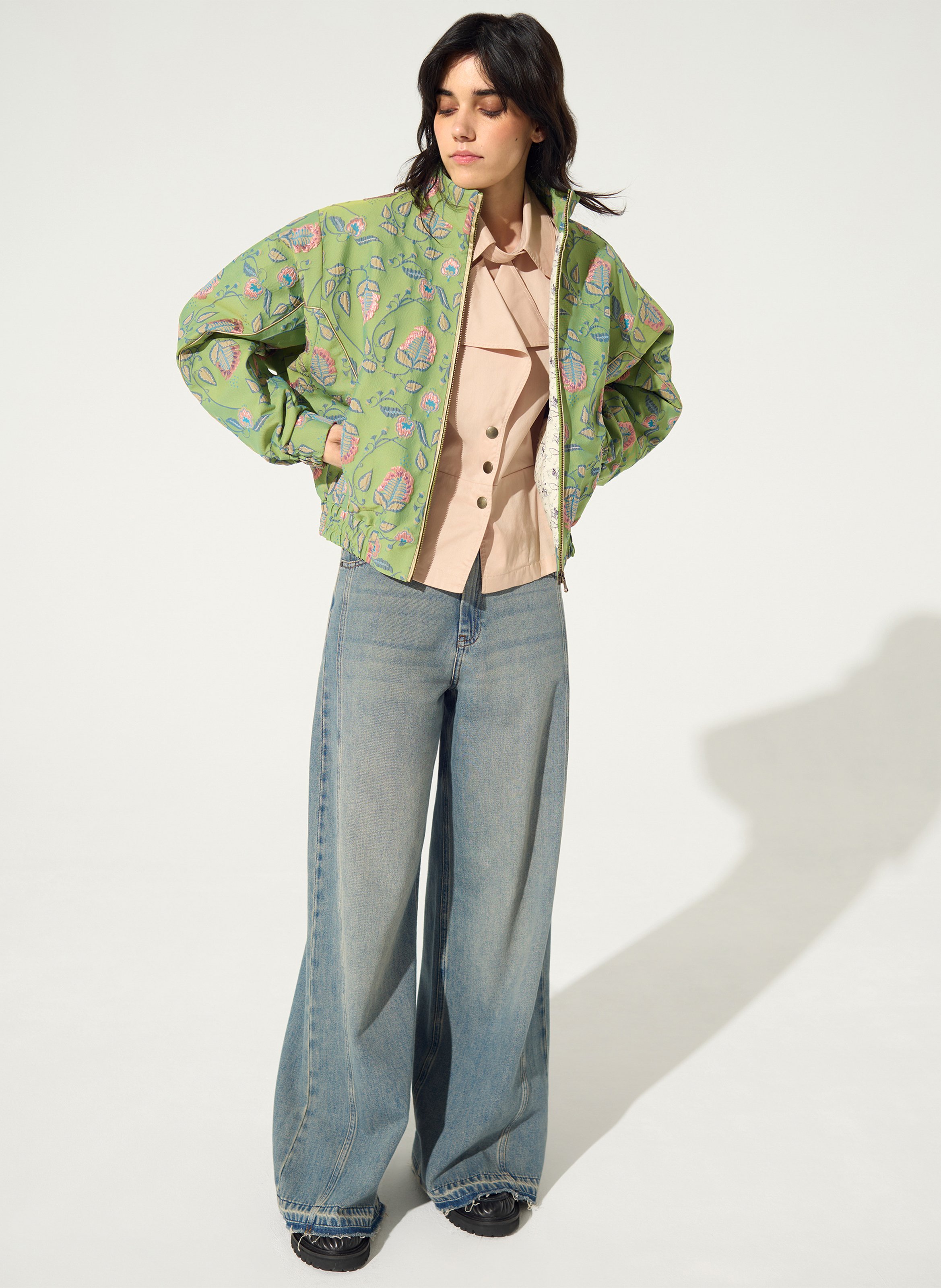 Bestickte Bomberjacke mit Stehkragen COTELAC Grun