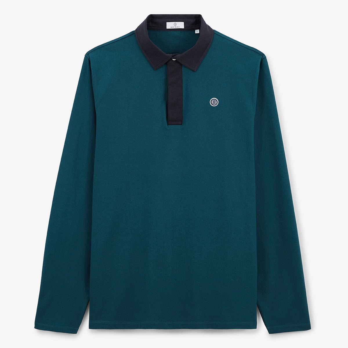 Rugby jersey in cotton with contrasting collar SERGE BLANCO Blue