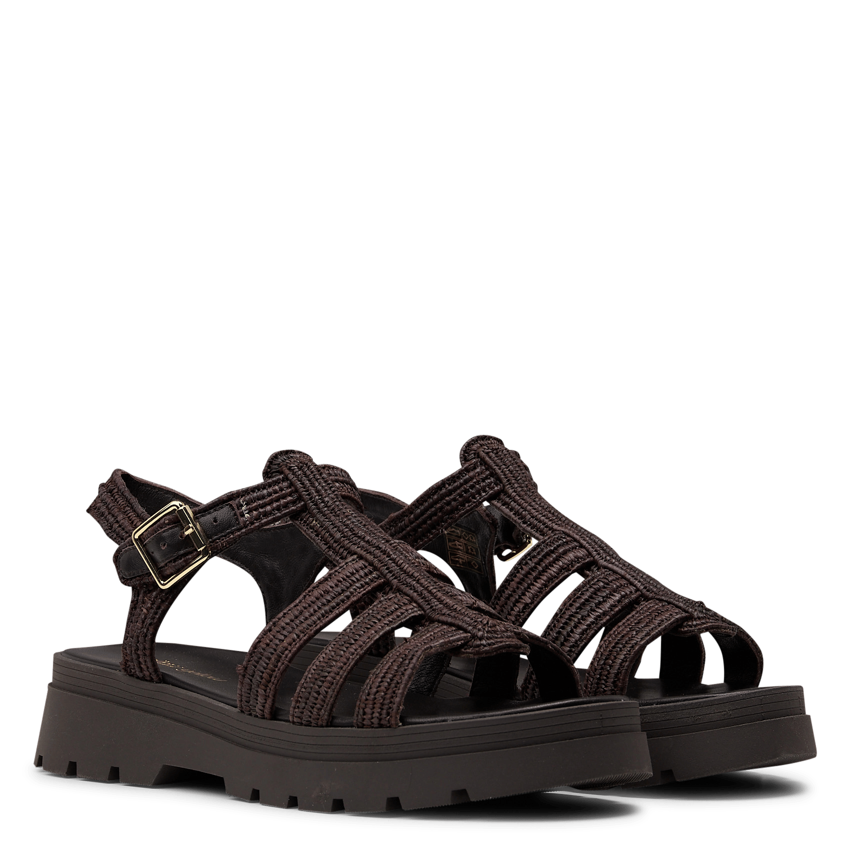 Flat sandals in mixed straw MELLOW YELLOW Beige