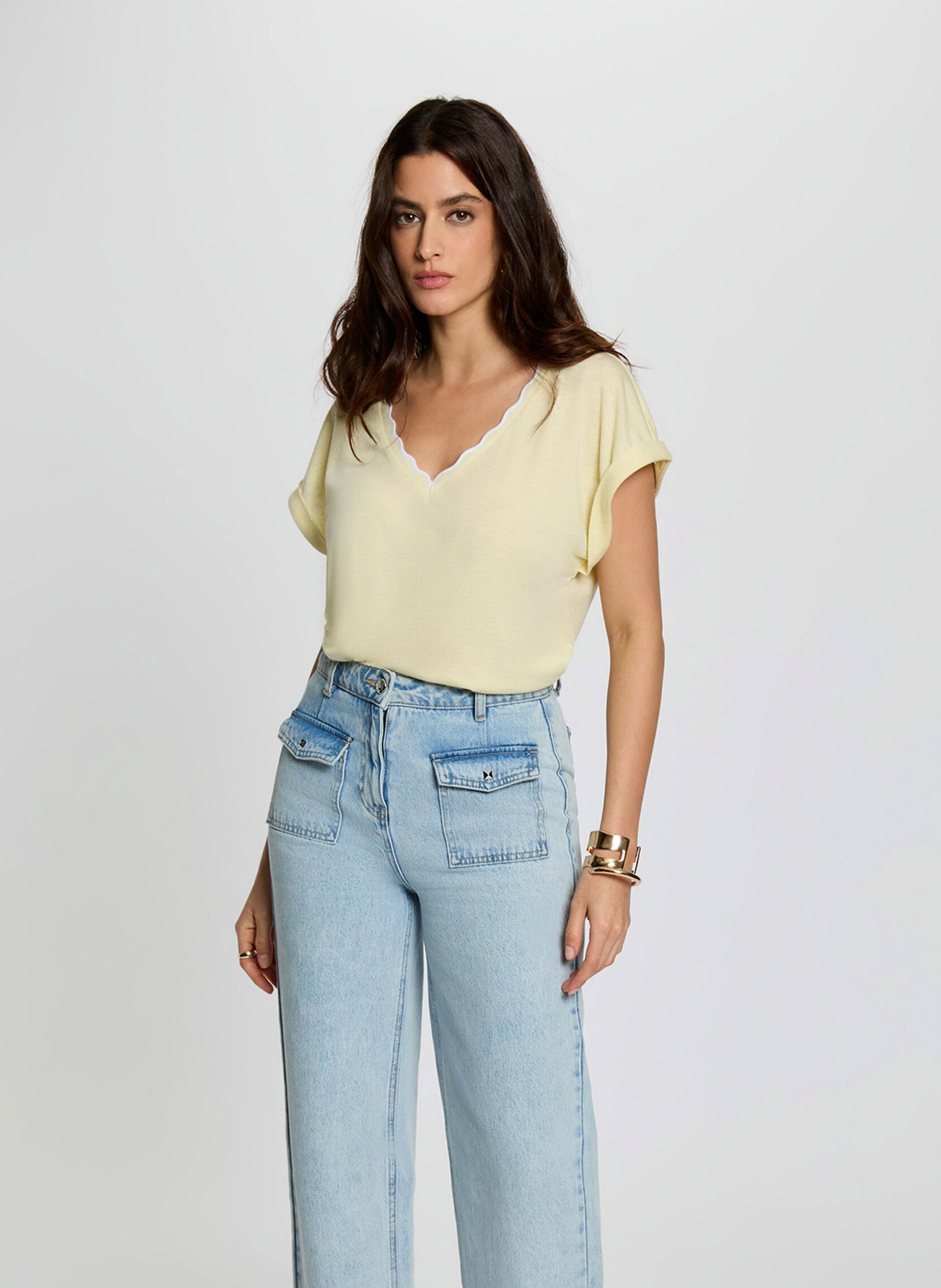 Herren T-Shirt mit V-Ausschnitt uni MORGAN