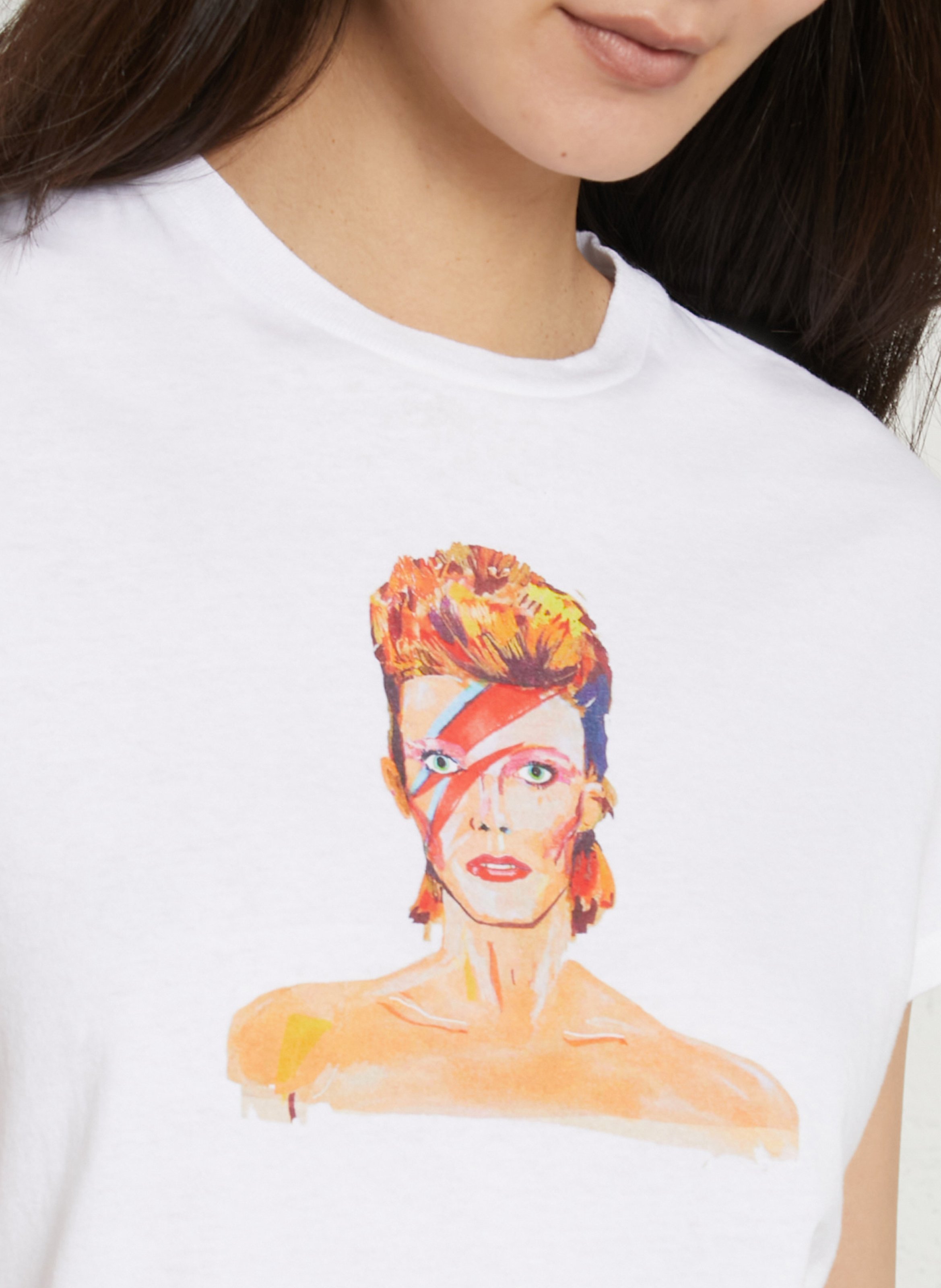 Gerader Rundhalsausschnitt bedrucktes Baumwoll-T-Shirt G.KERO Weiss