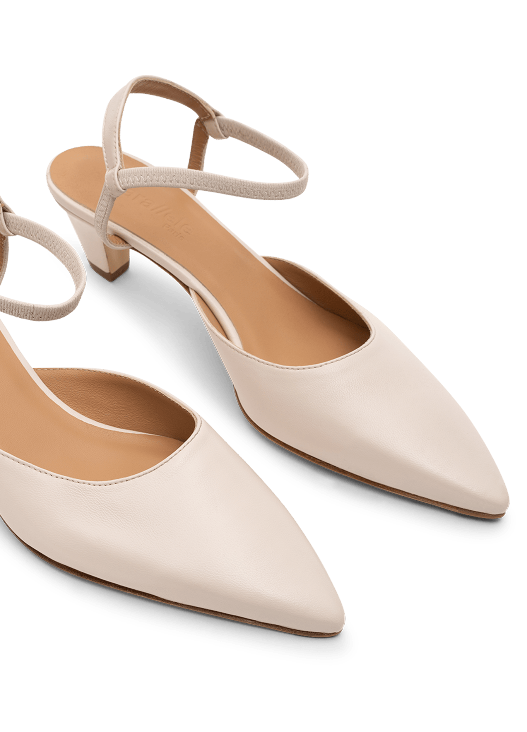 Slingback en cuir nappa latte PARALLELE PARIS Blanc