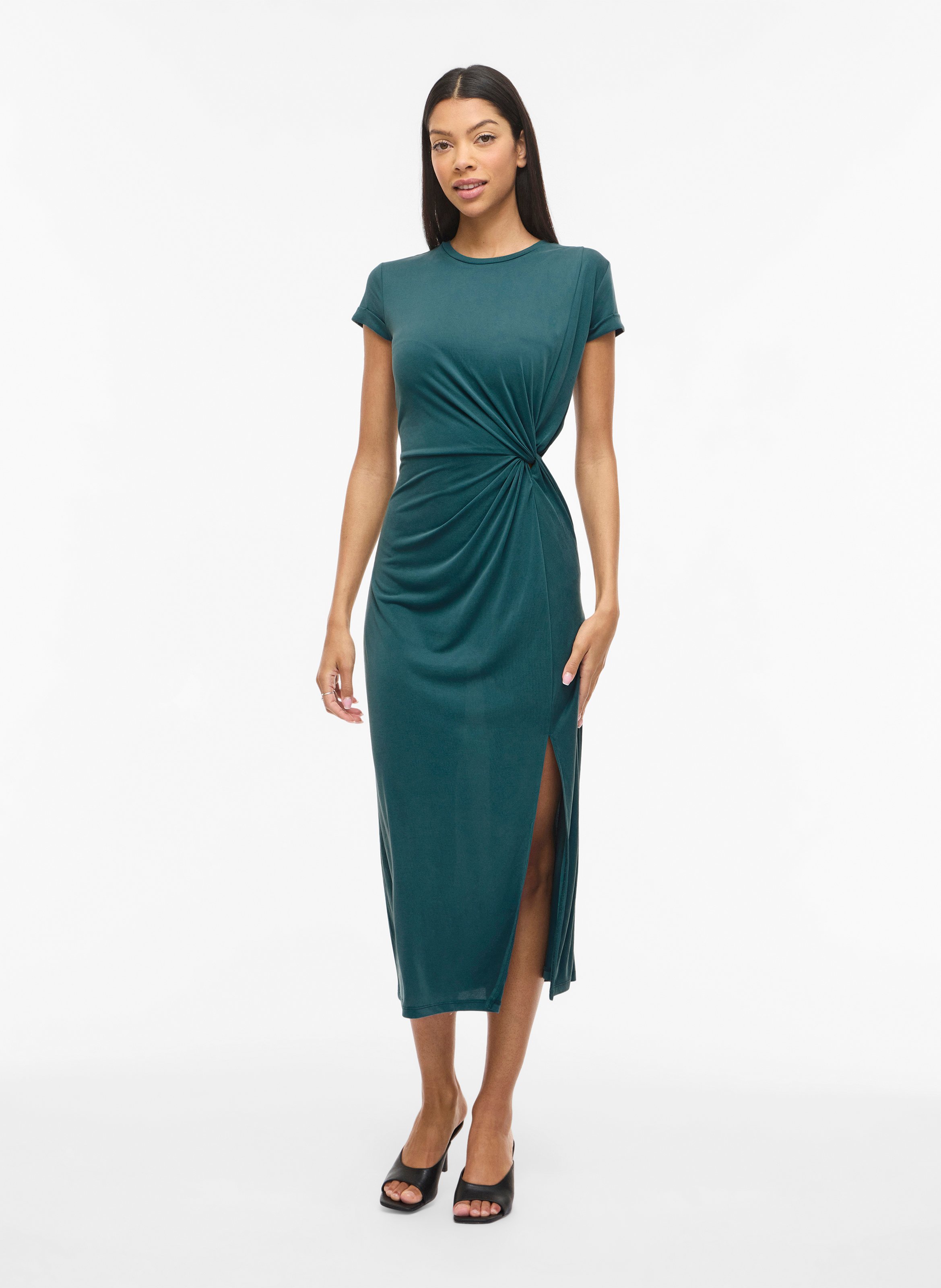 Midi jurk met getailleerde draperie VILA Blauw