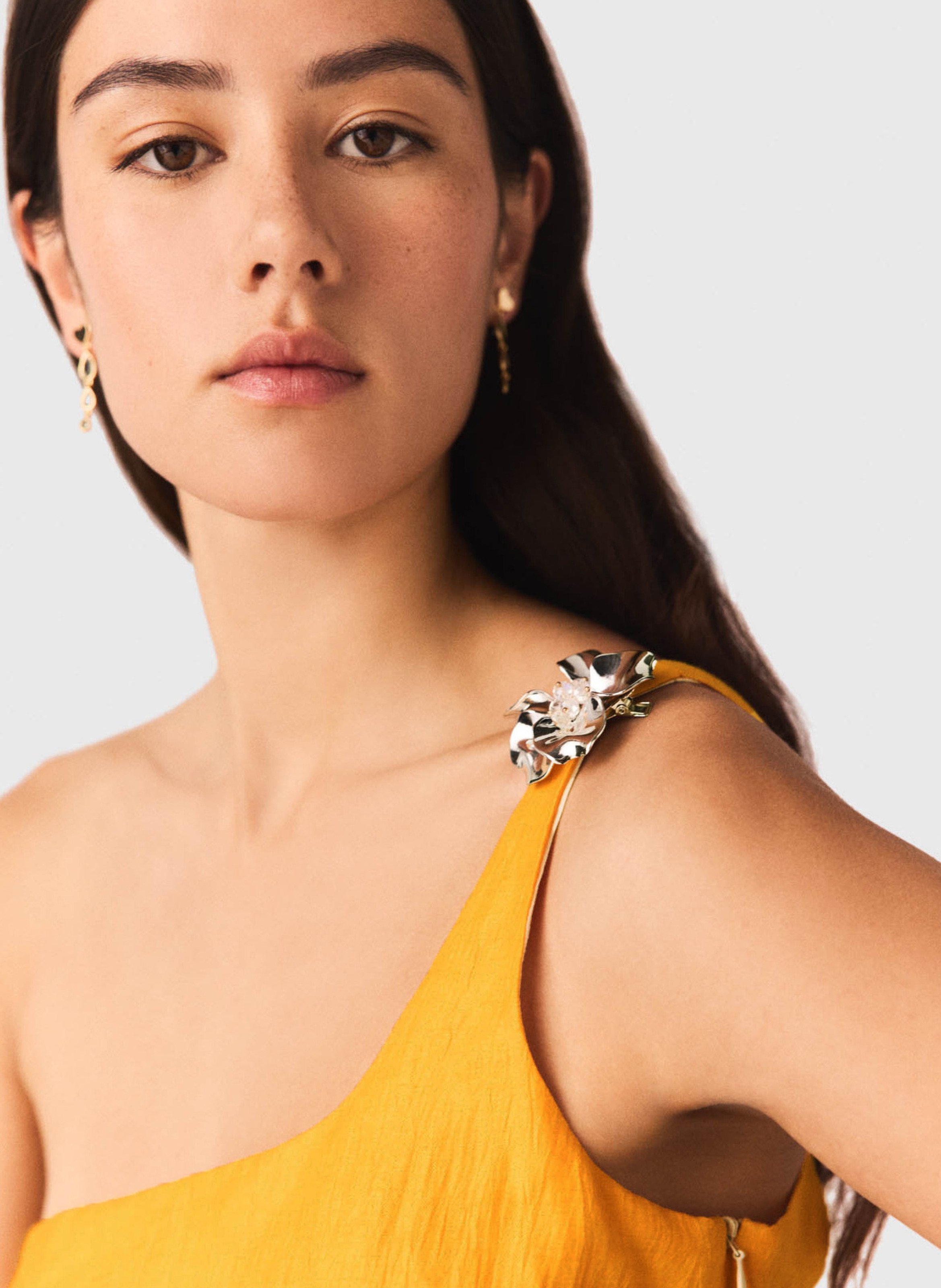 Robe longue unie en lin mélangé MAJE Orange