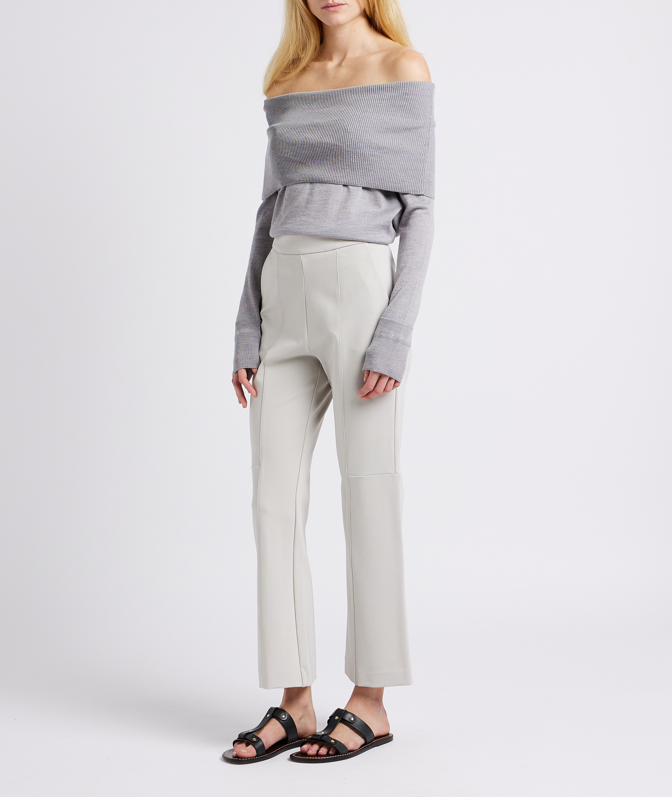 Straight off-the-shoolder wool sweater MAX MARA LEISURE Grey