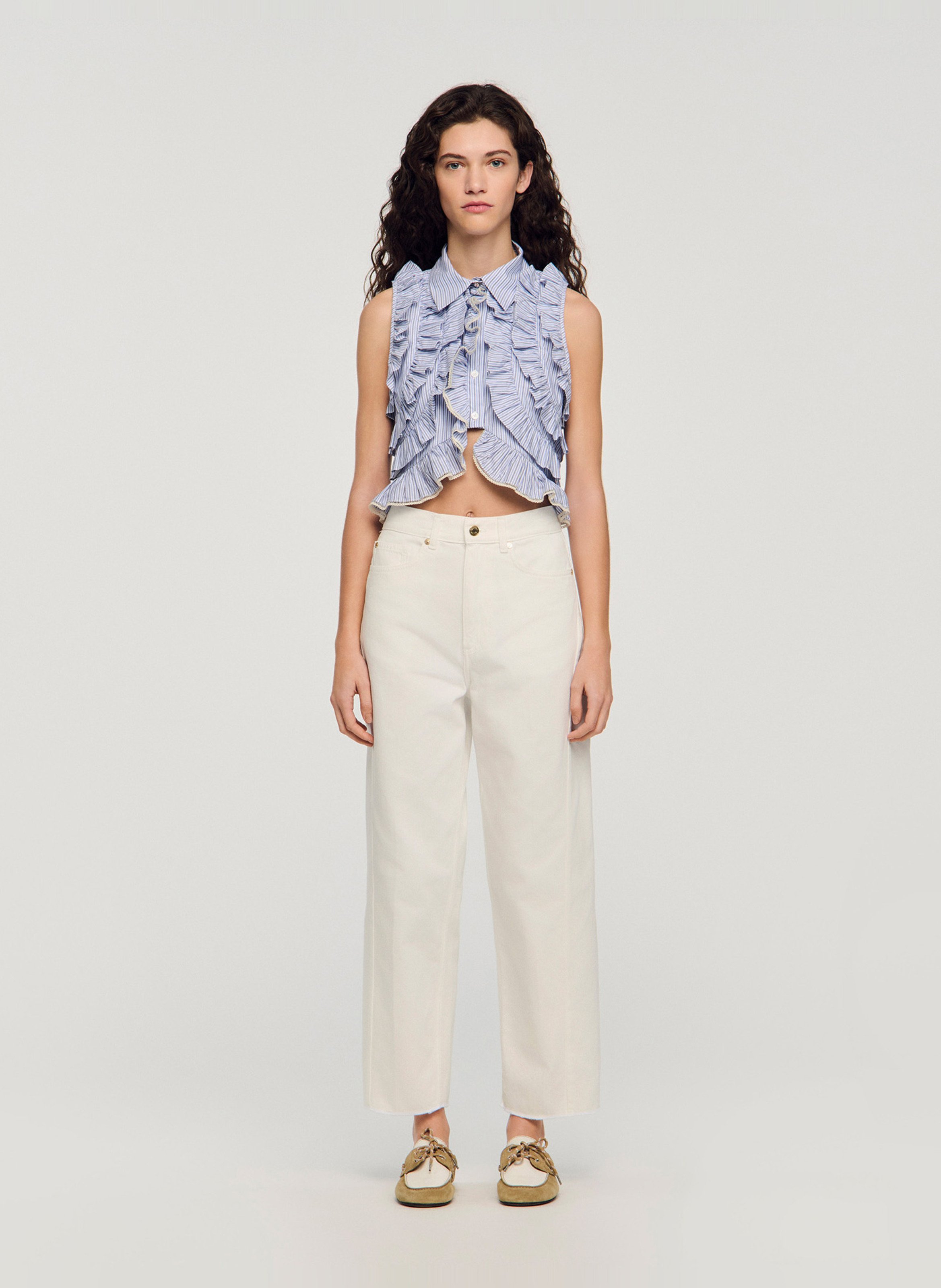 Cotton straight jeans SANDRO White