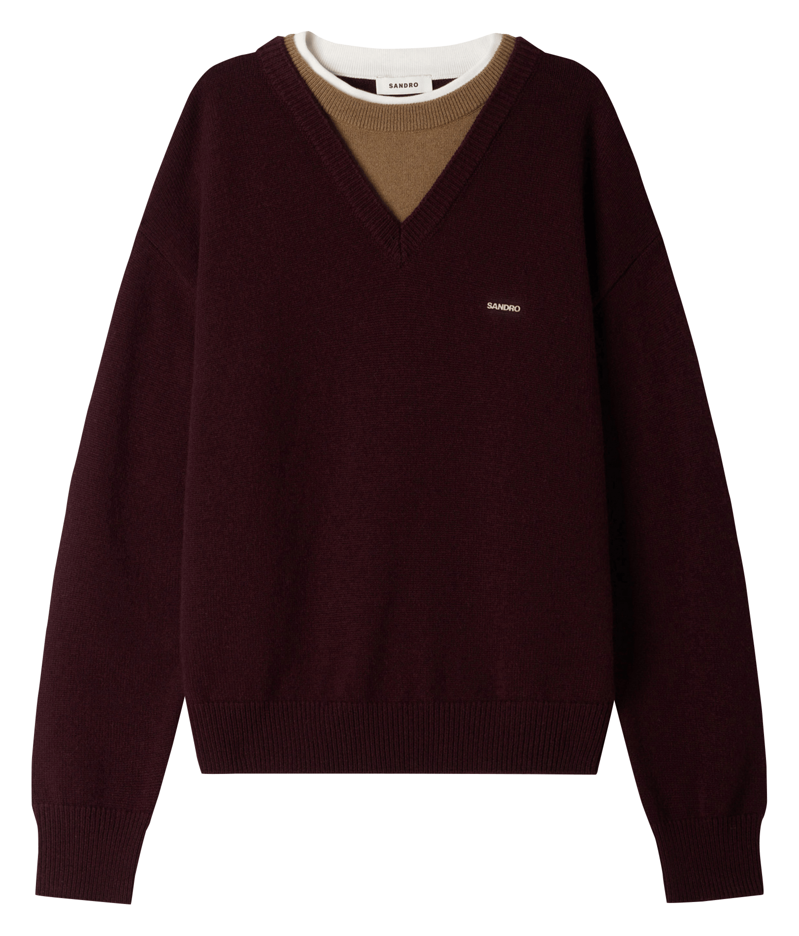 Pullover aus Wollmix mit V-Ausschnitt SANDRO Rot