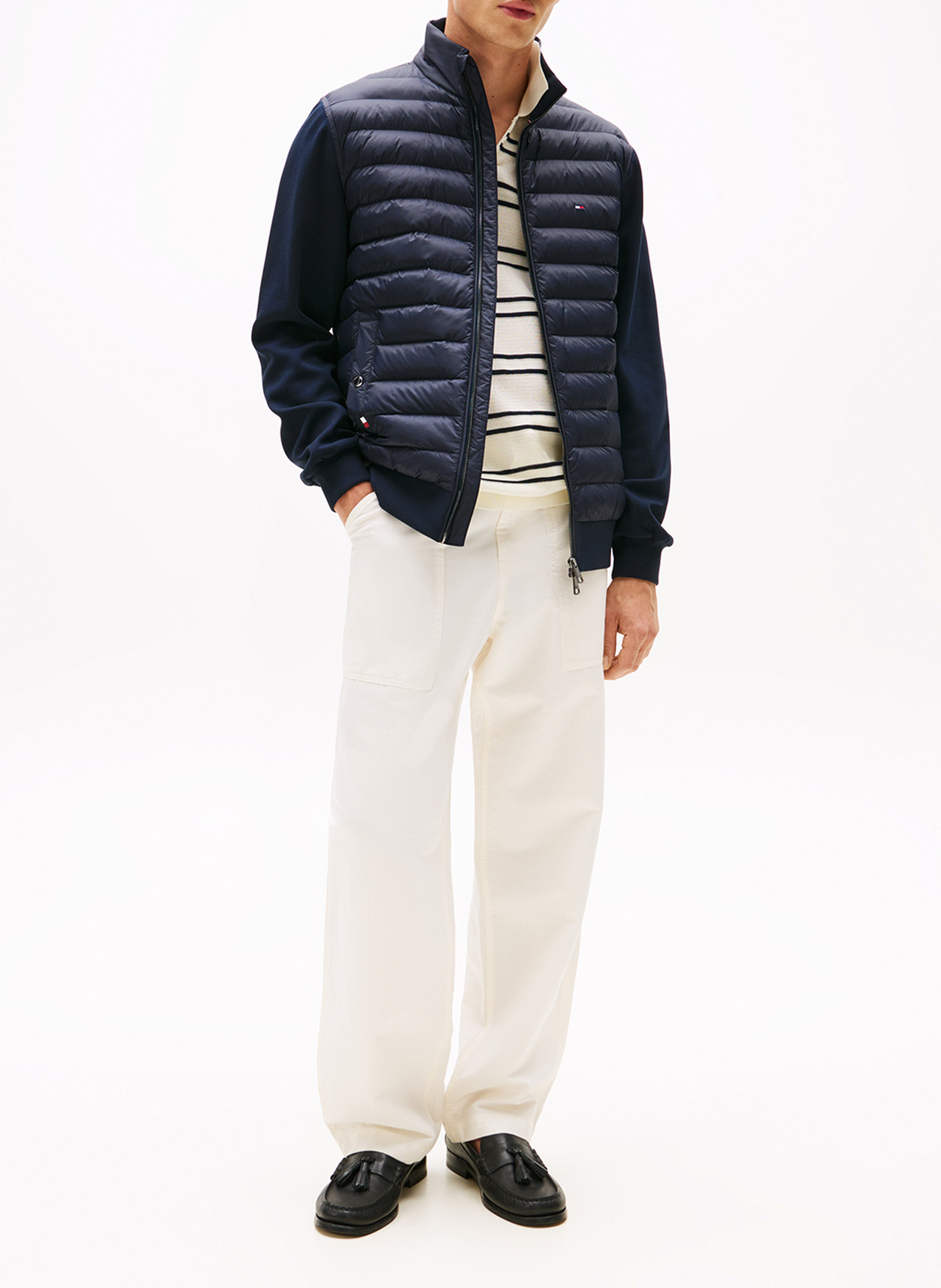 Gerade geschnittener Blouson aus Baumwoll-Mix mit Stehkragen TOMMY HILFIGER Blau