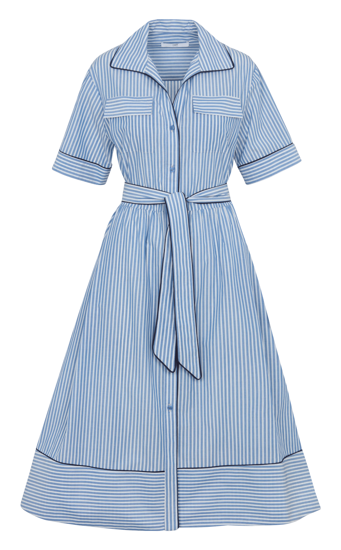 Robe midi évasée en coton ZAPA Bleu