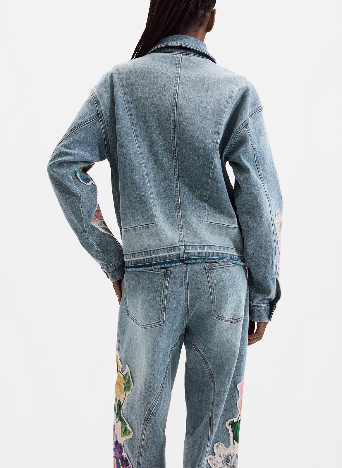 Oversized cotton-blend jacket with classic collar DESIGUAL Blue
